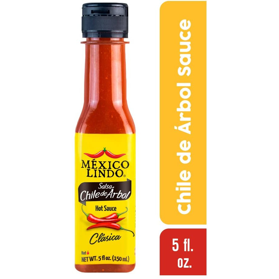 Mexico Lindo Chile De Arbol Hot Sauce Ingredients | 12,190 Scoville Level | Classic Flavor | 5 Fl Oz Bottles (Pack Of 12)
