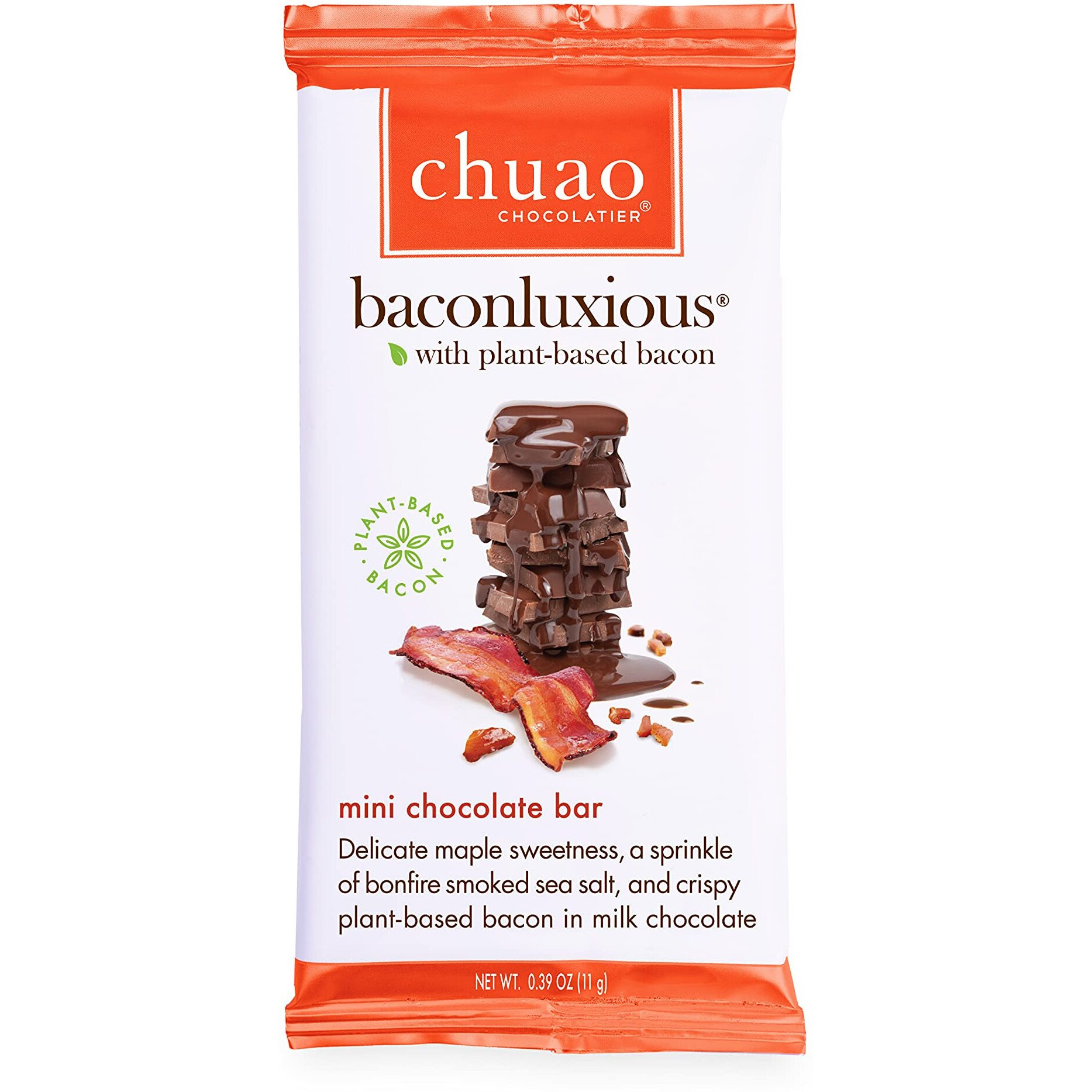Chuao Chocolatier Baconluxious Chocolate With Plant-Based Bacon Gourmet Milk Bars | Vegetarian | For Gift Baskets, Birthday, Thank You, Care Package | 24 Pack, 0.39 Oz Each