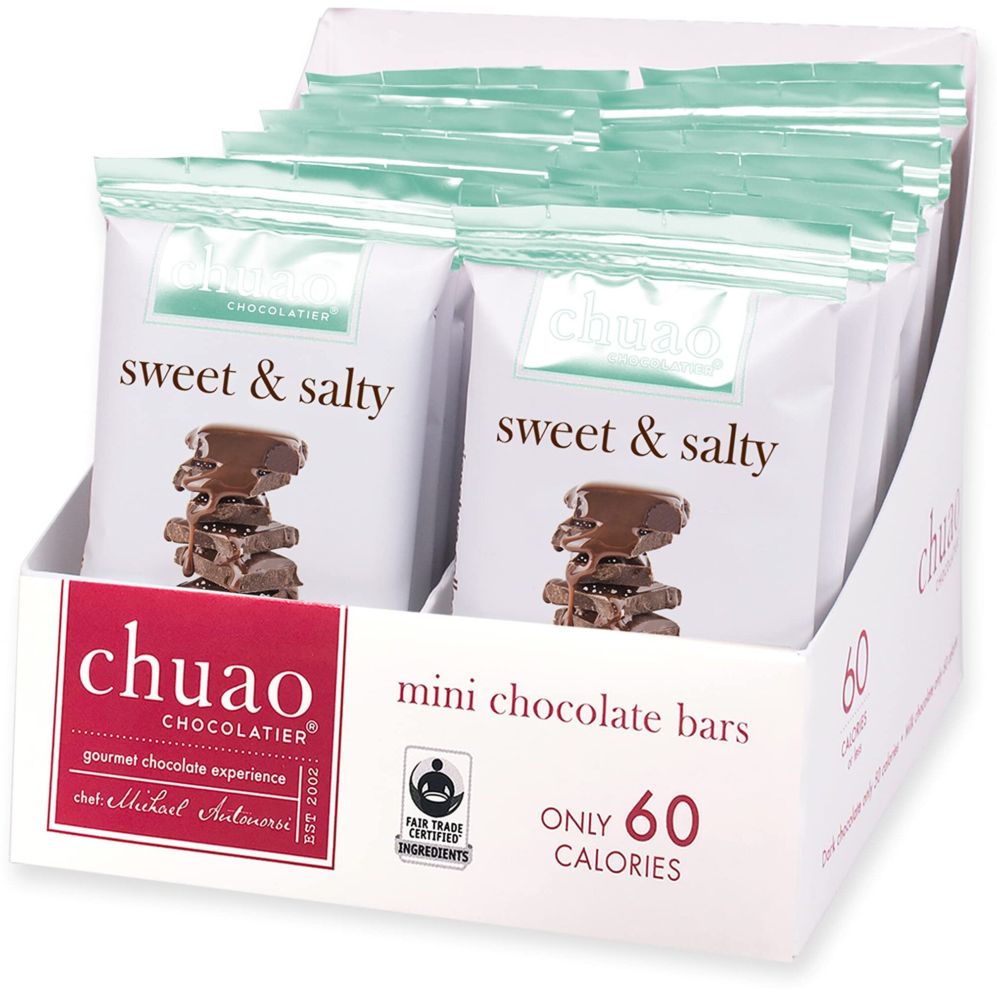 Chuao Chocolatier Sweet & Salty Milk Chocolate Mini Bars | Gourmet Chocolate Sea Salt European No Preservatives | For Gift Baskets, Christmas, Valentines Day, Gifts For Women, Men, Birthday, Thank You, Care Package | 24 Pack
