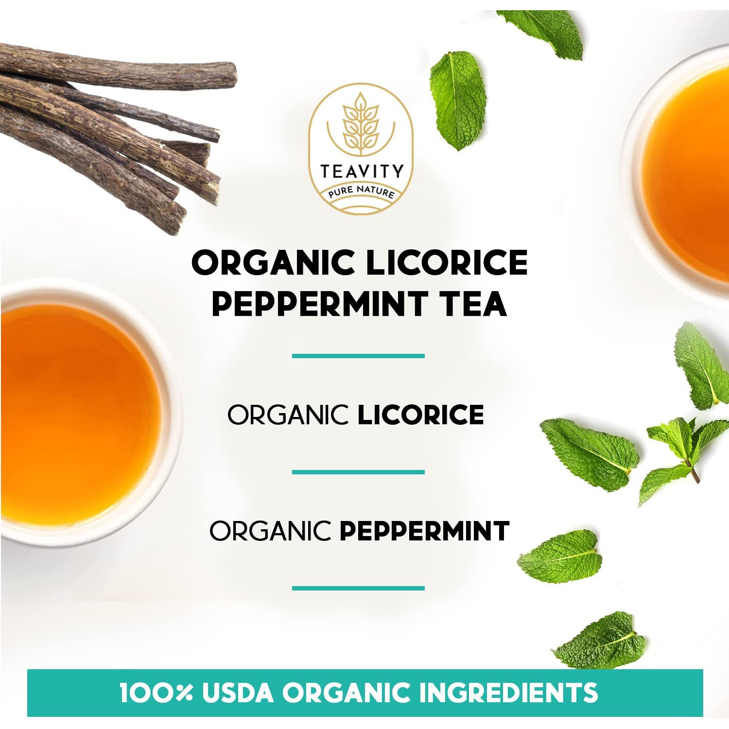 Organic Licorice Mint Tea Pods For Keurig - Natural Decaf Peppermint Tea By Teavity (24 Tea Pods)
