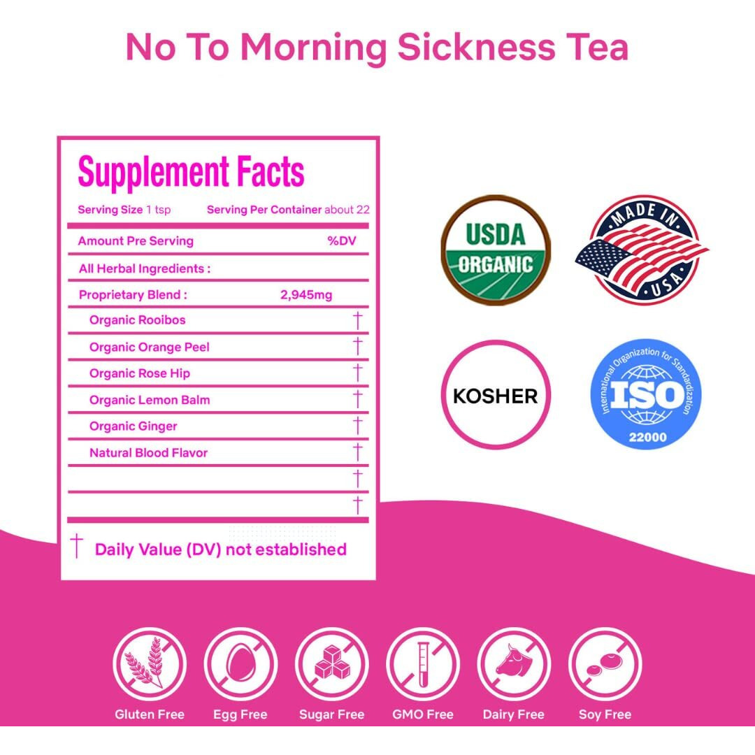 Secrets Of Tea Pregnancy Tea, Peach And Ginger Flavor, Usda Organic Caffeine Free, Up To 40 Servings., 20 Count(1 Pack)