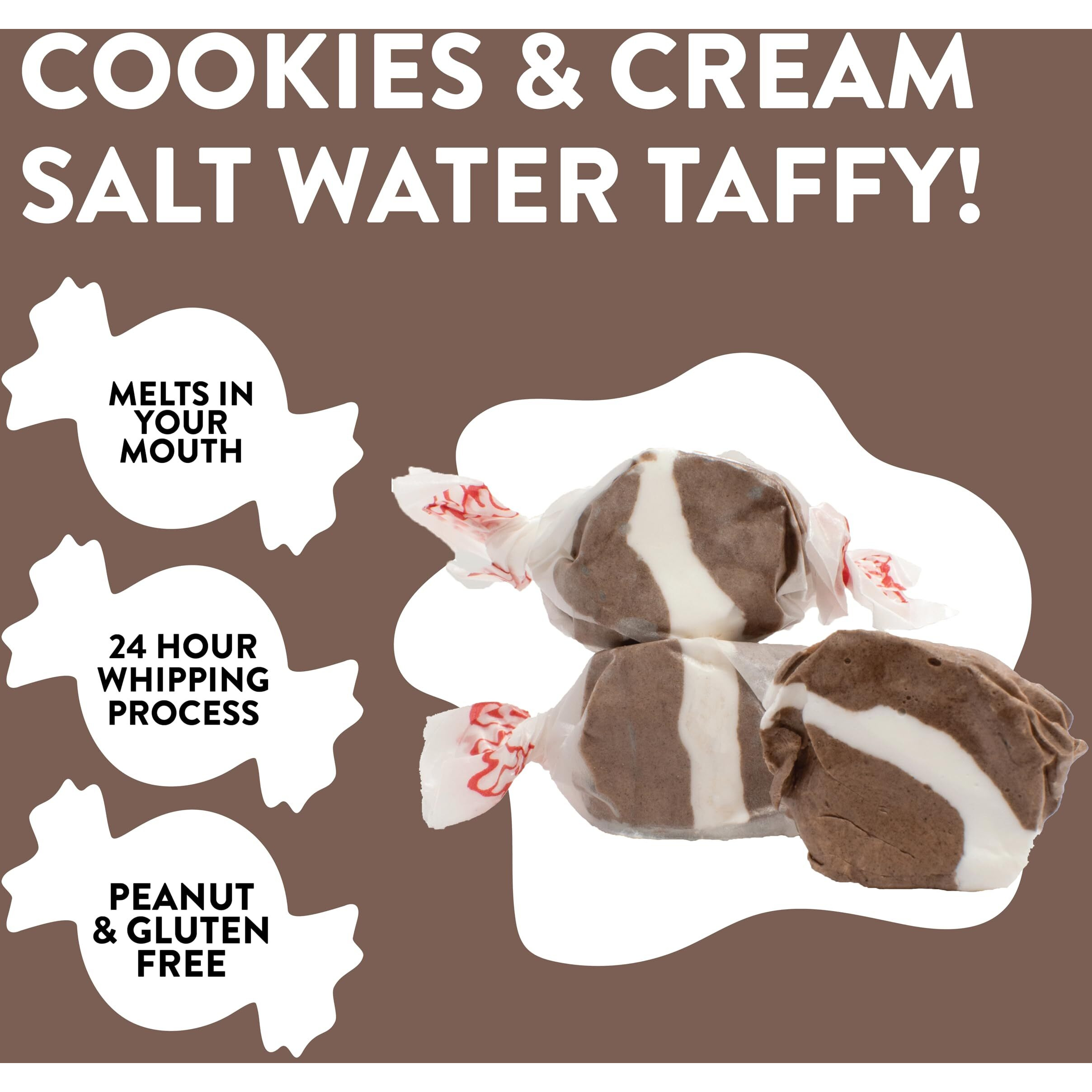 Taffy Town Saltwater Taffy- Cookies & Cream | Gourmet Taffy| Nougat-Style Candy| Soft & Delicious| Sumer Snack Treats| Party Good Candies| 2.5Lbs