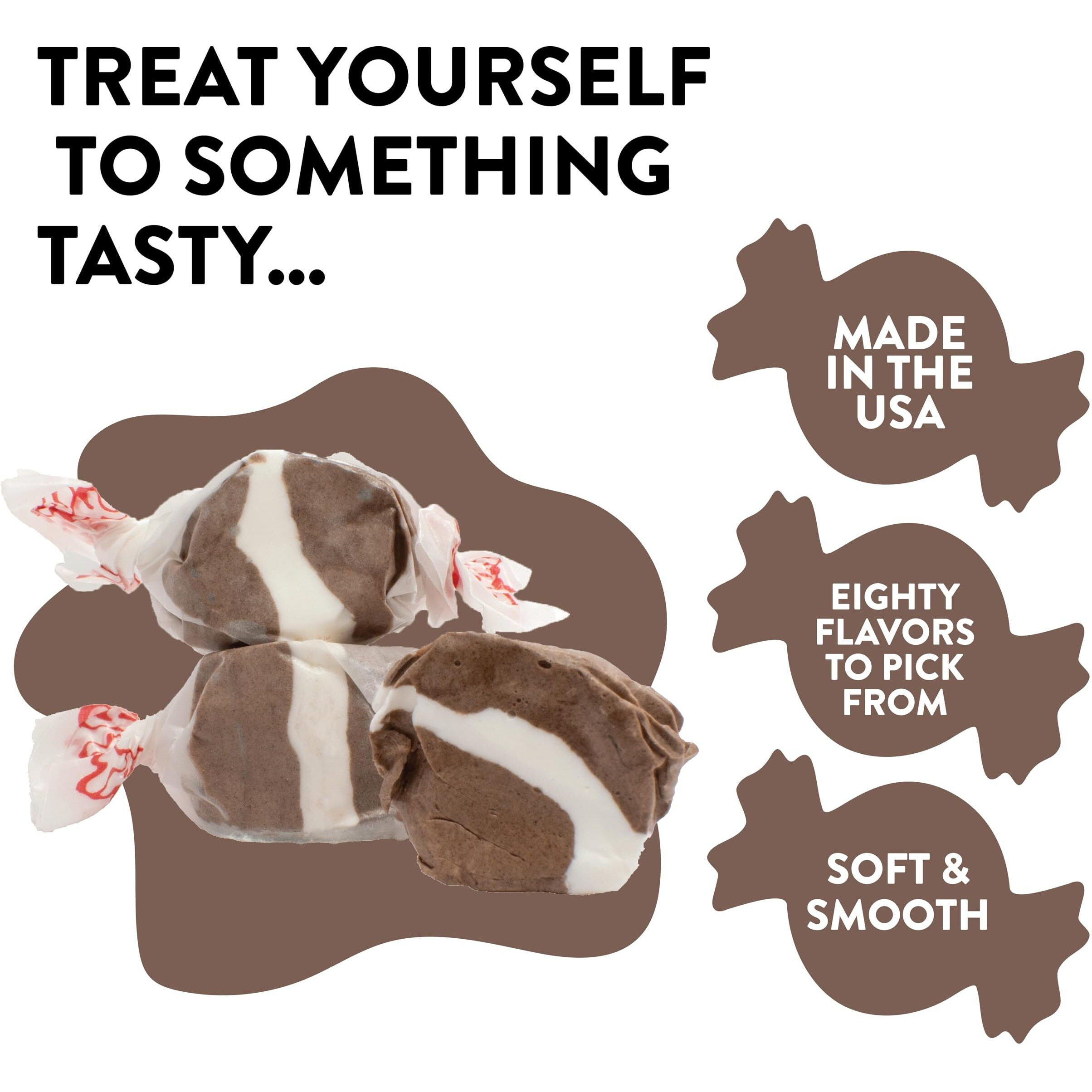 Taffy Town Saltwater Taffy- Cookies & Cream | Gourmet Taffy| Nougat-Style Candy| Soft & Delicious| Sumer Snack Treats| Party Good Candies| 2.5Lbs