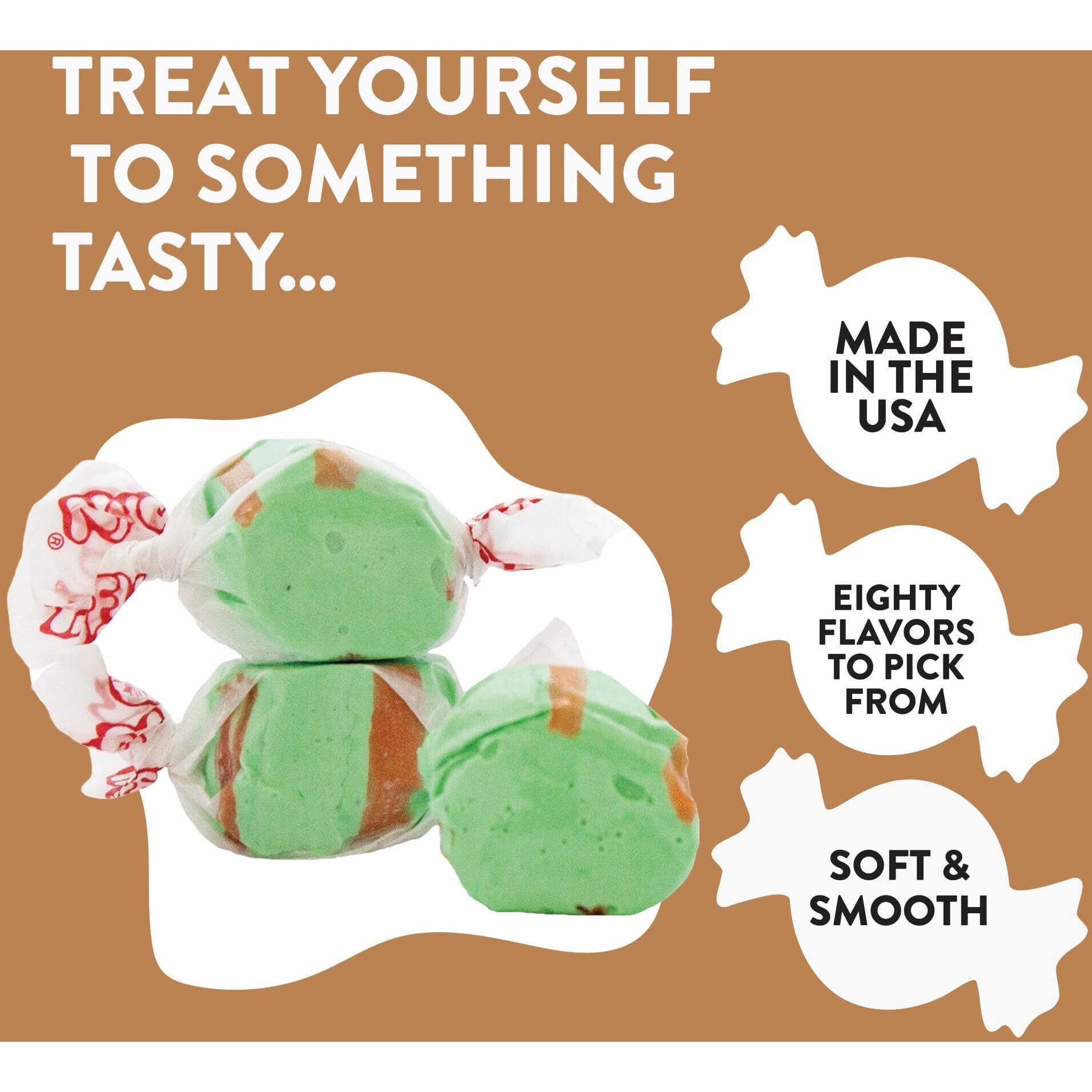 Taffy Town Candies- Pickle | Gourmet Taffy| Nougat-Style Candy| Soft & Delicious| Sumer Snack Treats| Party Good Candies| 2.5Lbs