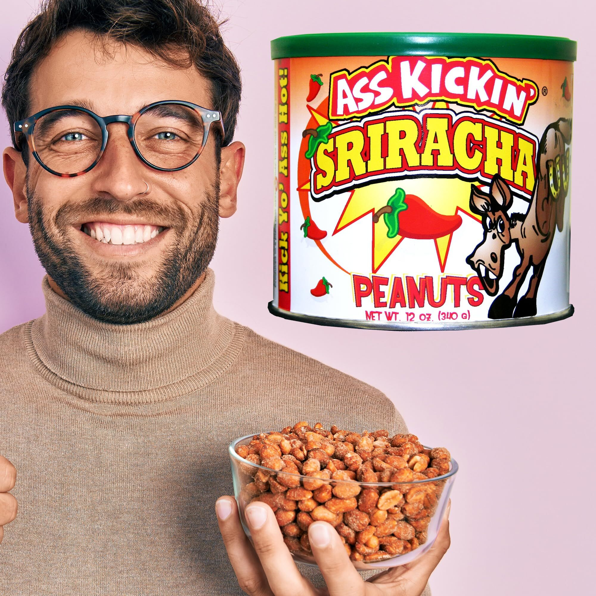 Kickin Sriracha Peanuts - 12Oz - Ultimate Gourmet Gift Peanuts - Try If You Dare