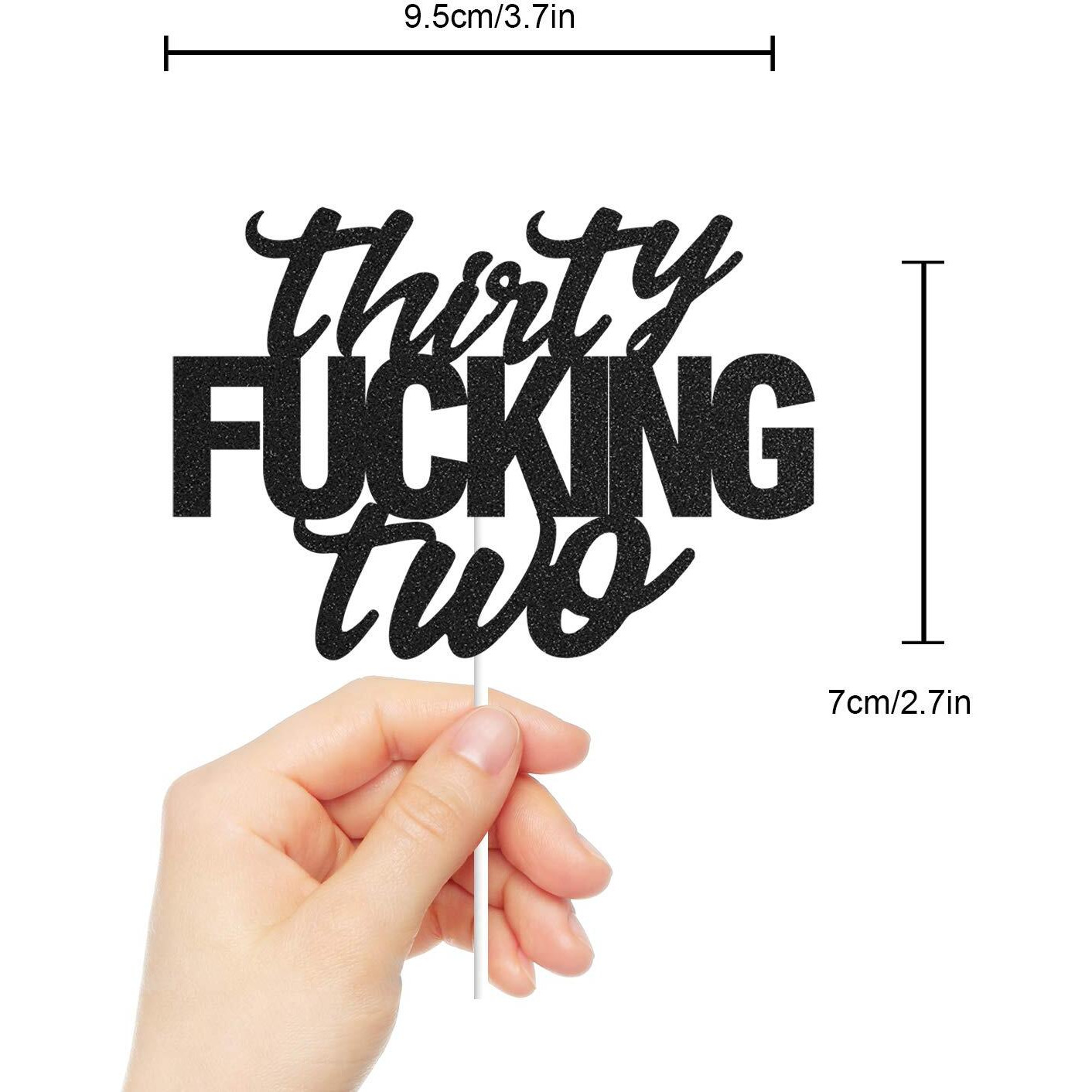 Thirty Two Black Glitter Cake Toppers 32 Years Old 32Nd Birthday Party Decorations Supplies