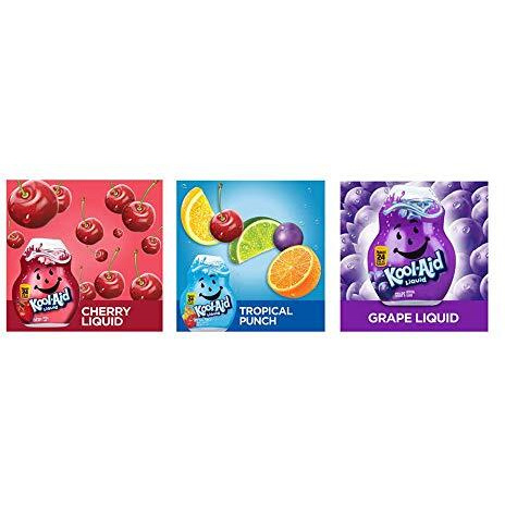 Kool-Aid Liquid Drink Mix Variety Pack (Cherry, Grape, & Tropical Punch), Pack Of 3