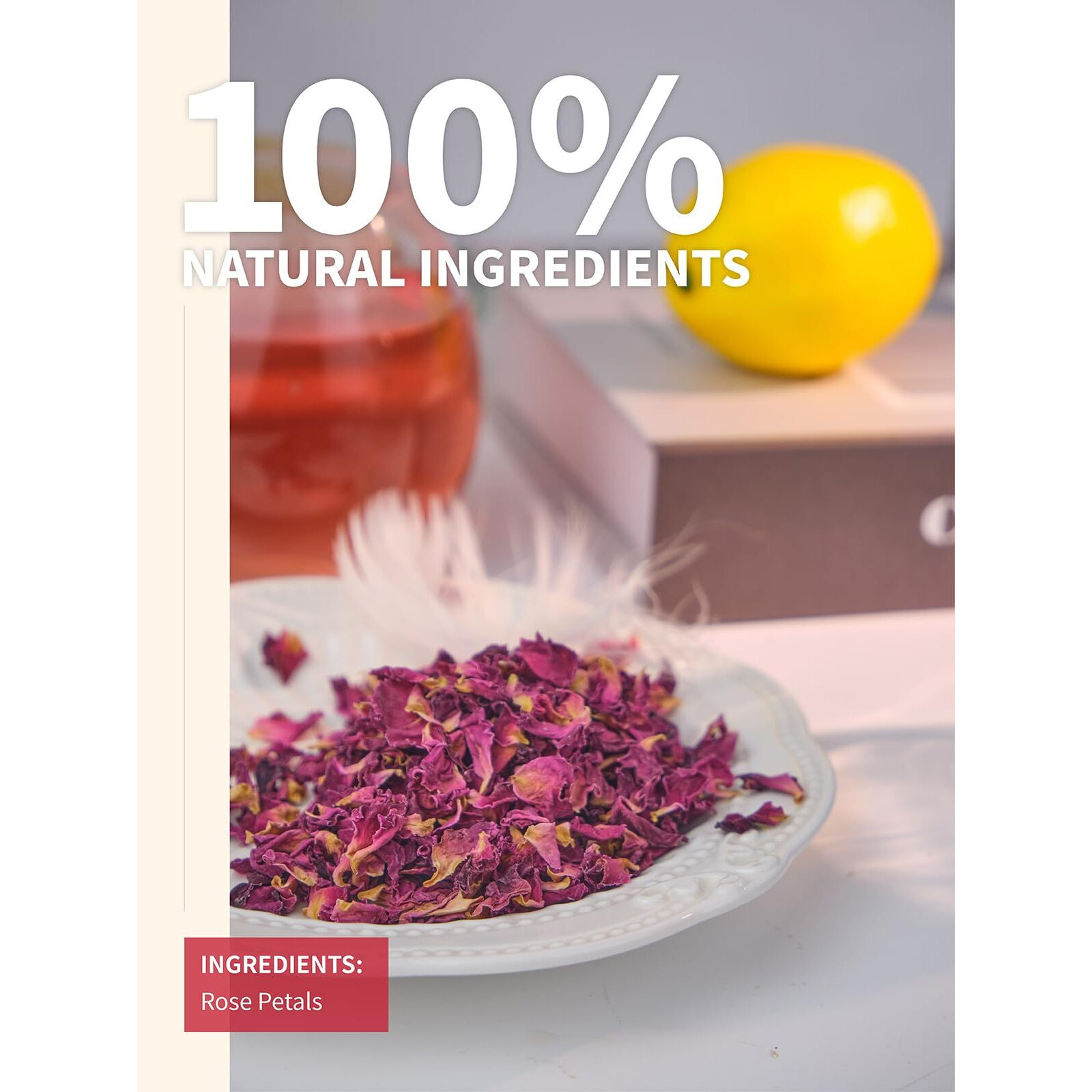 Teelux Rose Petals Tea, Premium Food Grade Dried Rose Flowers For Drinks, Baking, Diy Beauty, Crafts, All Natural, Caffeine Free, 2.82Oz