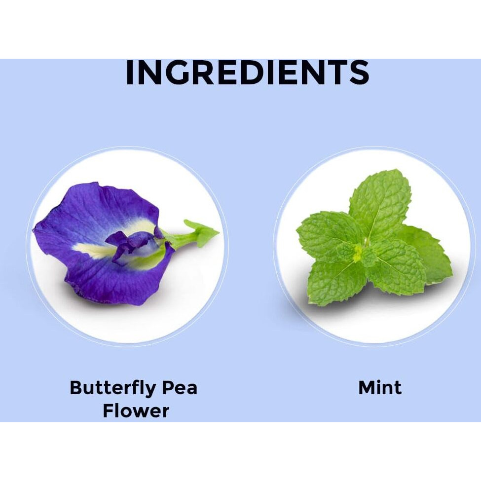 Blue Tea - Butterfly Pea Flower Tea - Mint -15 Count - Plant Based Tea Bag | Refreshing Blend | Antioxidant - Flower Based - Herbal Tea - Caffeine-Free - Non-Gmo - Vegan | Reusable Tin Pack
