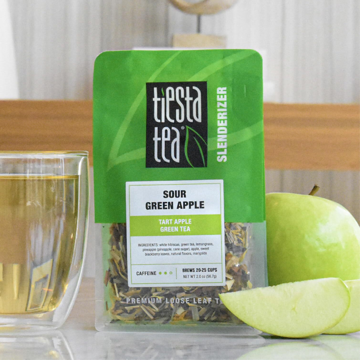 Tiesta Tea - Sour Green Apple - Tart Apple Green Tea - Loose Leaf Tea Blend - Medium Caffeinated Green Tea - Make Hot Or Iced Tea Up To 20-25 Cups - 2 Oz Resealable Pouch
