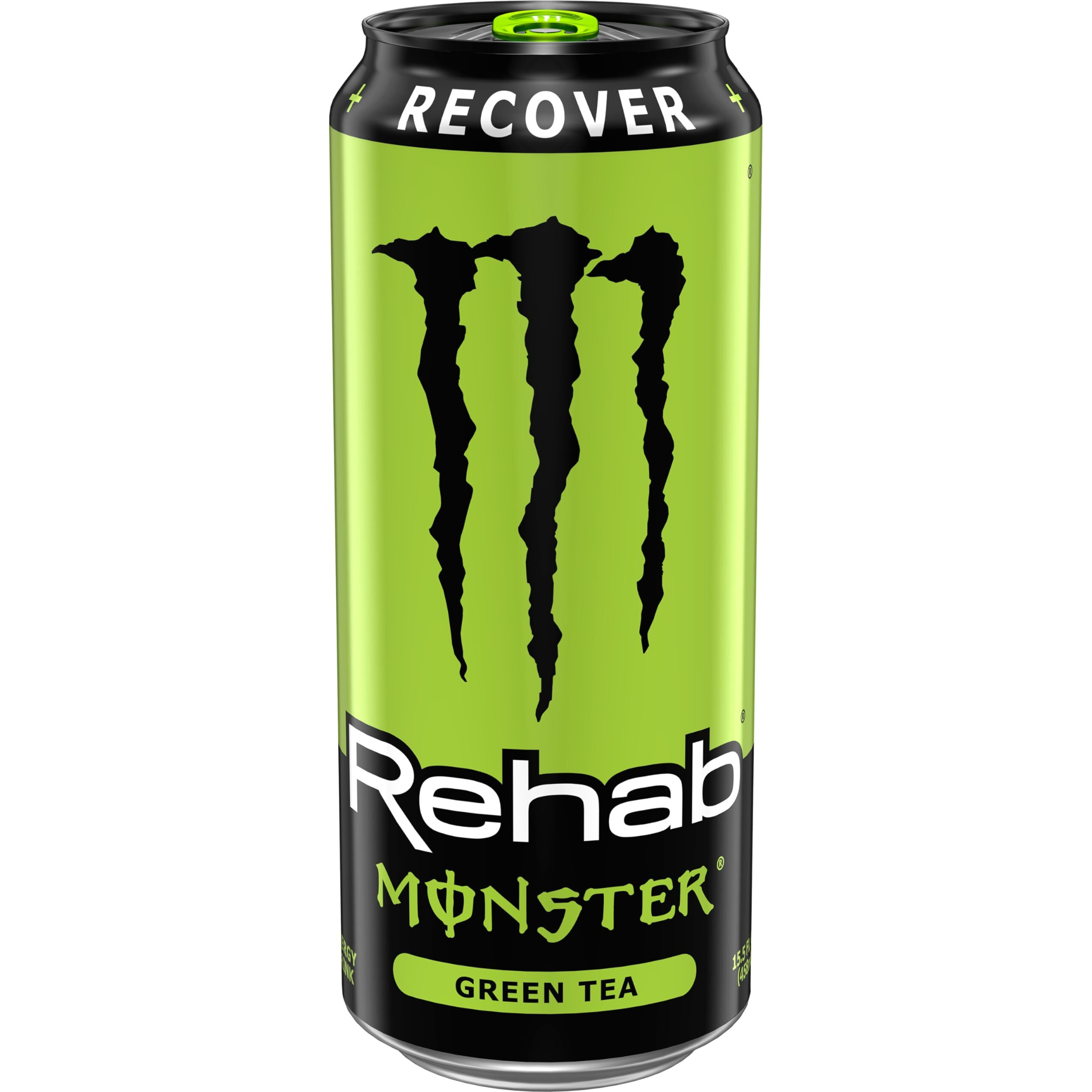Monster Energy Rehab Green Tea + Energy, Energy Iced Tea, Energy Drink 15.5 Ounce (Pack Of 15)