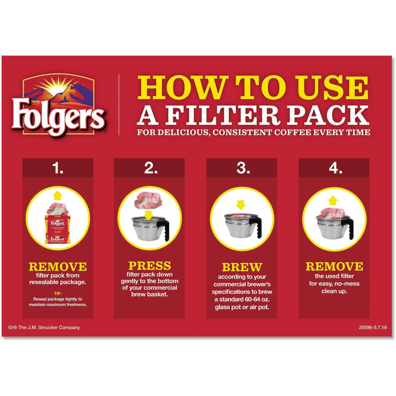Folgers Classic Roast Coffee Filter Packs, 0.9 Oz, Box Of 160 Packs