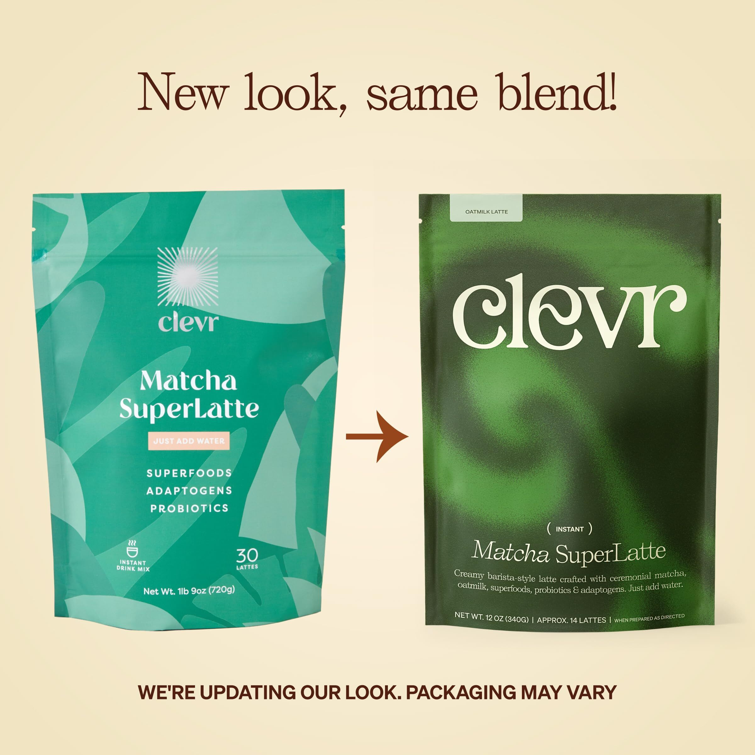 Clevr Blends Organic Matcha Green Tea Latte, Instant Ceremonial Grade Matcha, Superfood Powder Blend With Oat Milk, Lions Mane, Reishi Mushroom, Coconut Cream, Ashwagandha, Serve Hot Or Iced, 12 Oz