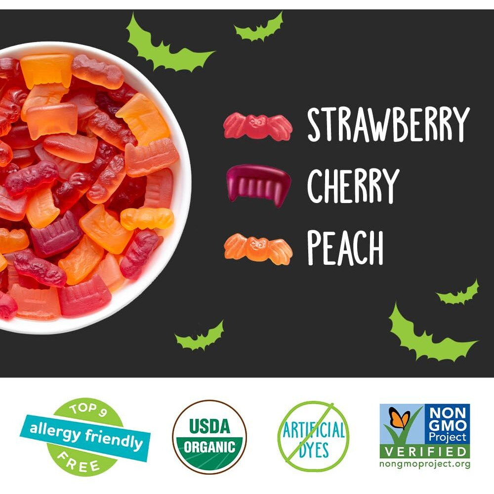 Yumearth Organic Halloween Gummy Fruits - Fruity Candy Snack Packs, Gluten Free Snacks For Kids - Allergy Friendly, Non-Gmo, No Artificial Flavors Or Dyes - Assorted Flavors, 7.5 Oz (Pack Of 15)