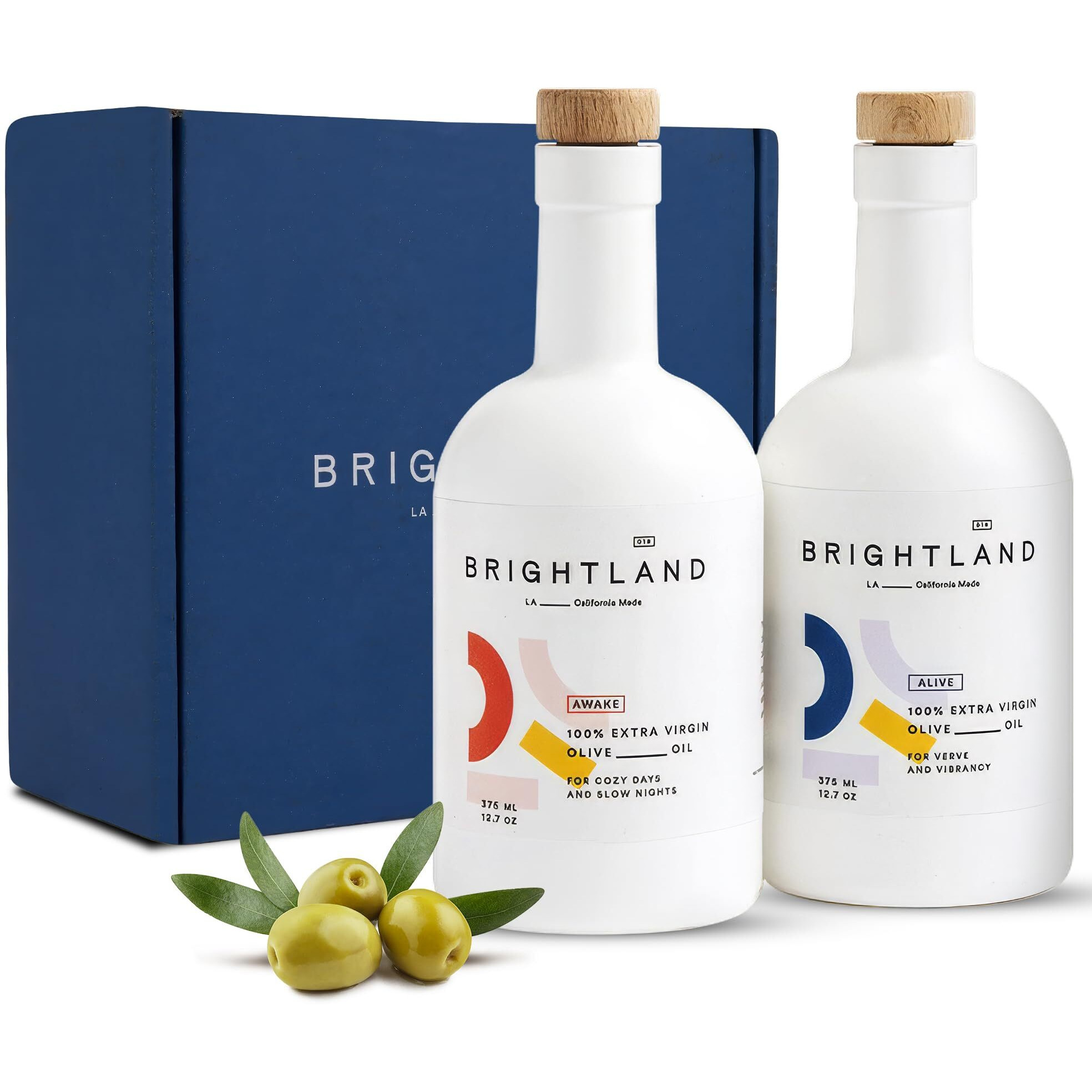 Brightland California Extra Virgin Olive Oils, The Duo - First Cold-Pressed Made With Early-Harvest Olives - Polyphenol Rich & Artfully Crafted Olive Oil - 12.7Fl Oz Bottles (Pack Of 2)