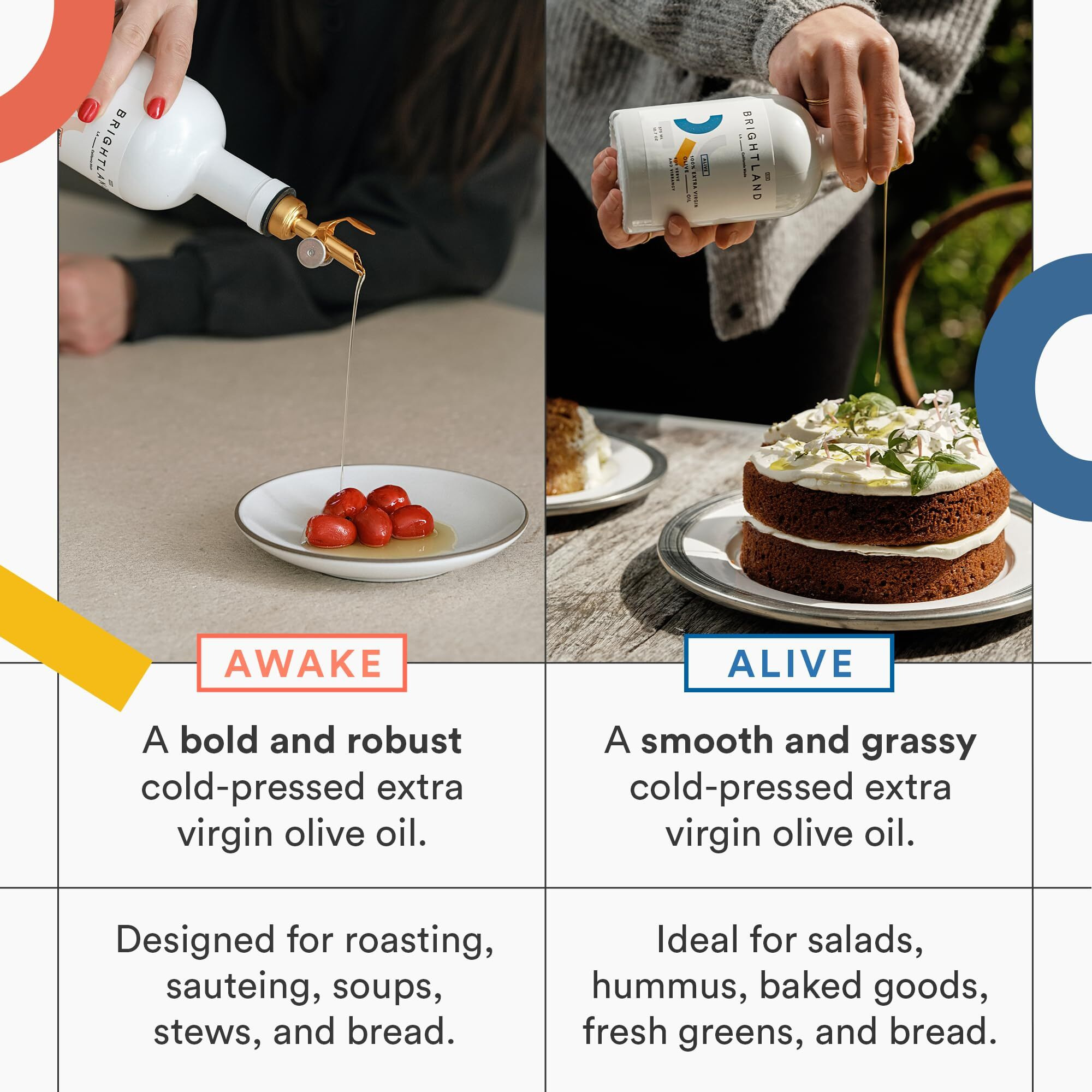 Brightland California Extra Virgin Olive Oils, The Duo - First Cold-Pressed Made With Early-Harvest Olives - Polyphenol Rich & Artfully Crafted Olive Oil - 12.7Fl Oz Bottles (Pack Of 2)