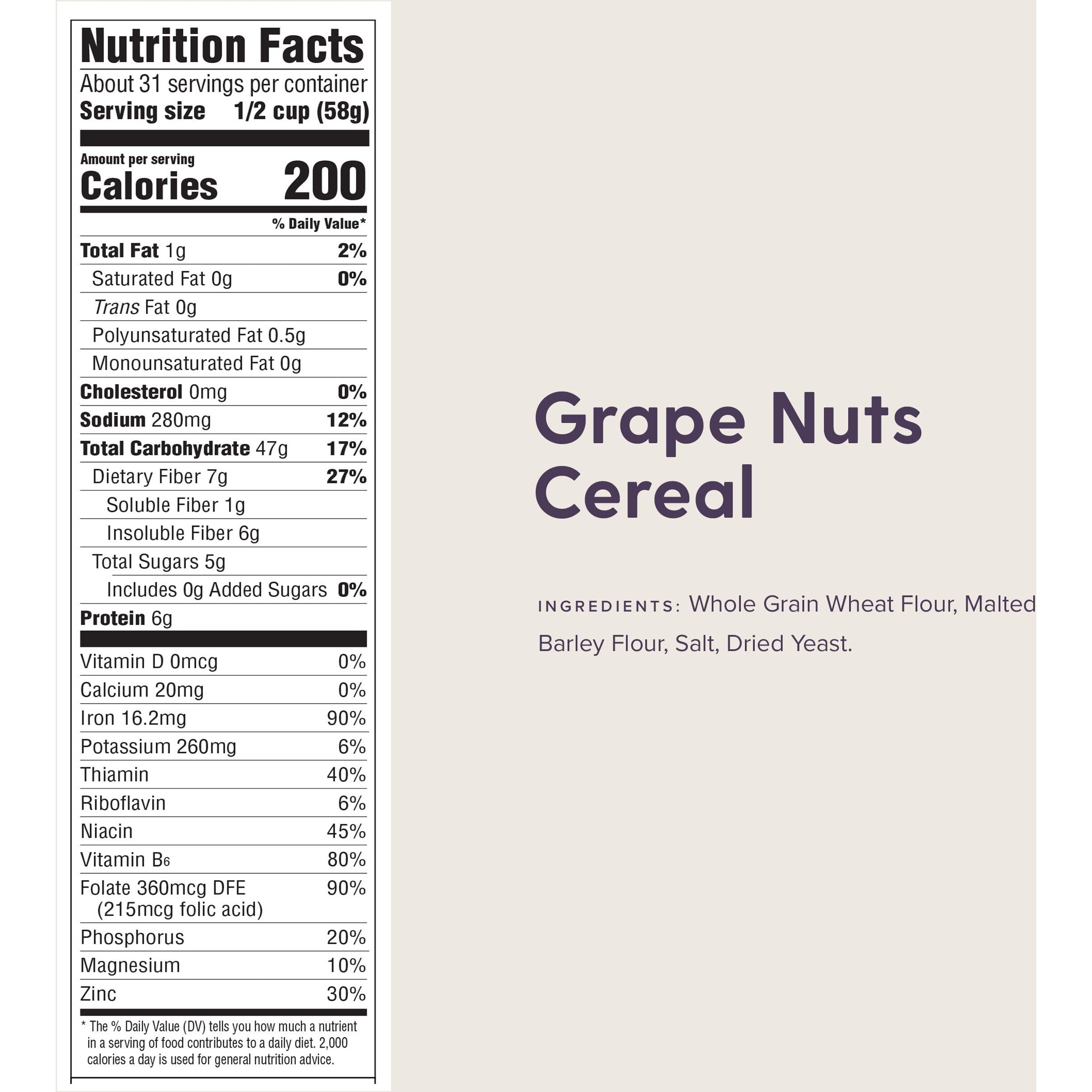 Post Grape Nuts The Original Non Gmo Cereal, 64 Oz Box (Pack Of 8)