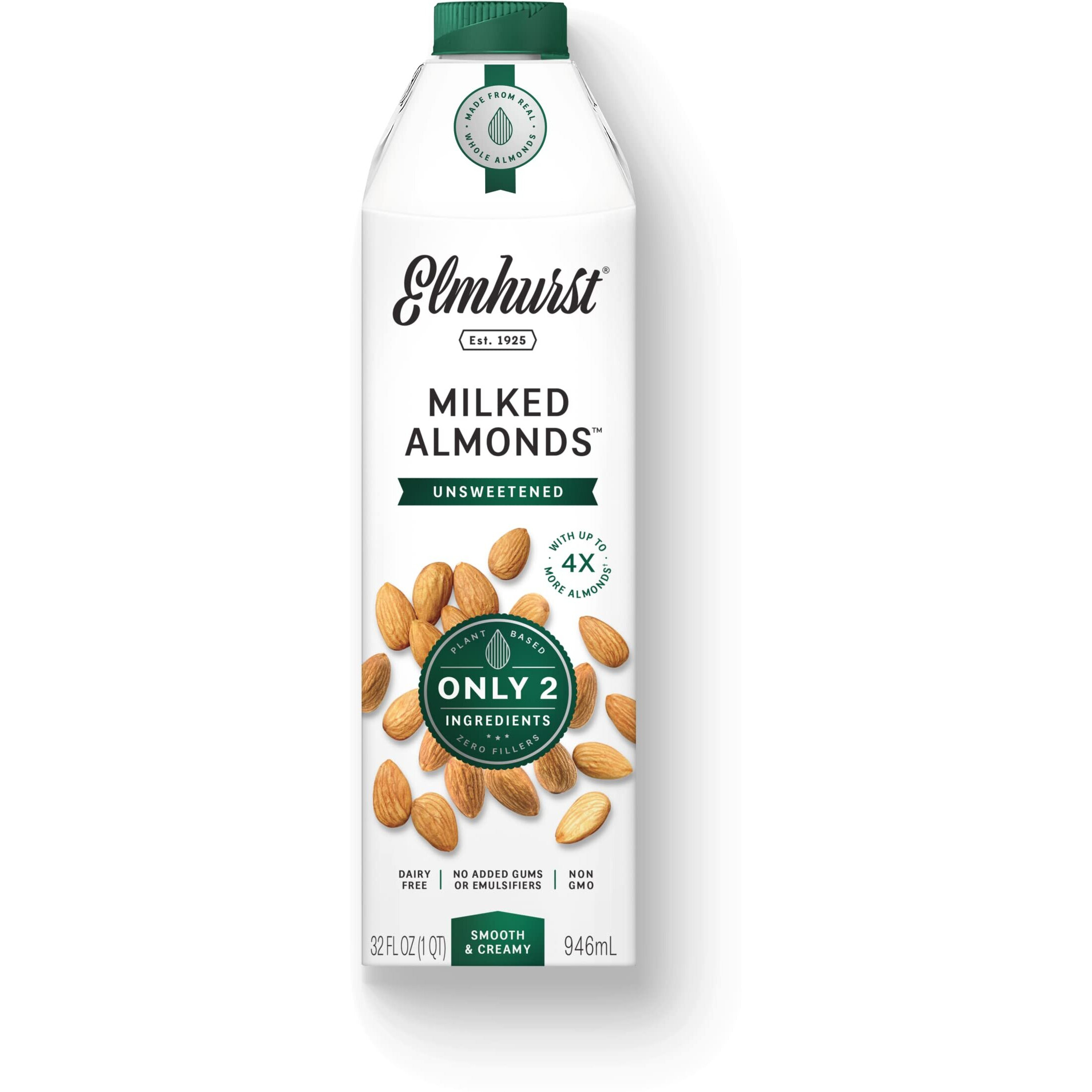 Elmhurst 1925 Unsweetened Almond Milk, 32 Ounce (Pack Of 6)