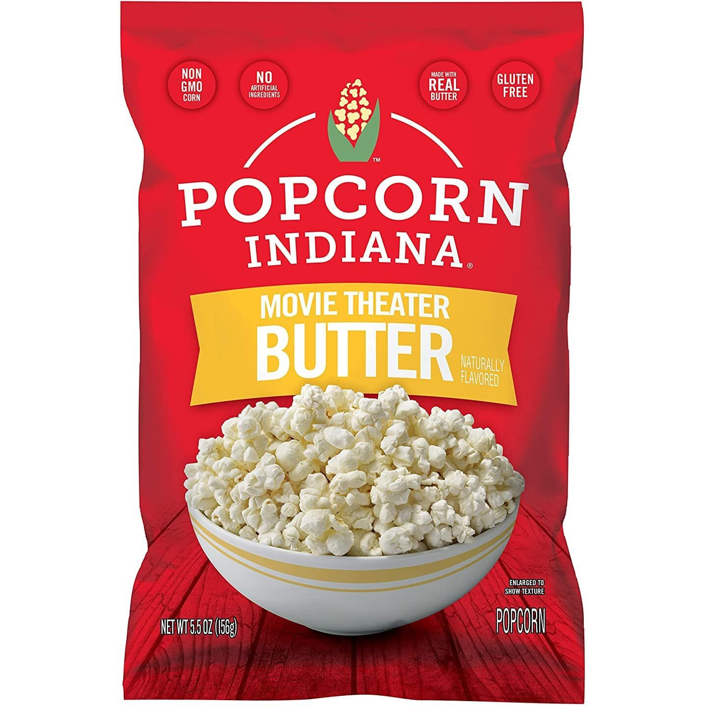Popcorn Indiana Movie Theater Butter - Rich Butter Movie Theater Popcorn, Authentic & Gourmet Flavor, Gluten Free, 5.5 Oz (6 Pack)