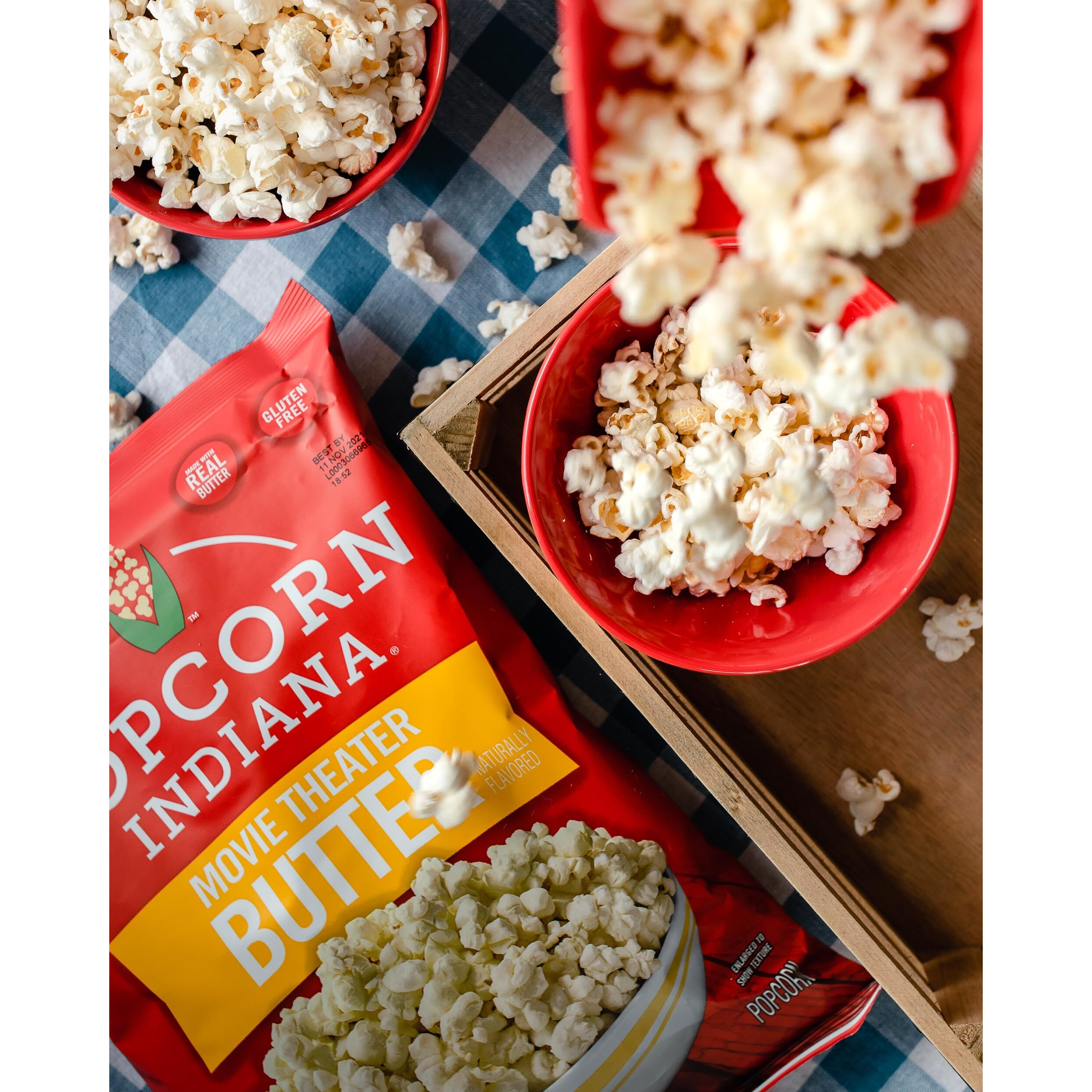 Popcorn Indiana Movie Theater Butter - Rich Butter Movie Theater Popcorn, Authentic & Gourmet Flavor, Gluten Free, 5.5 Oz (6 Pack)