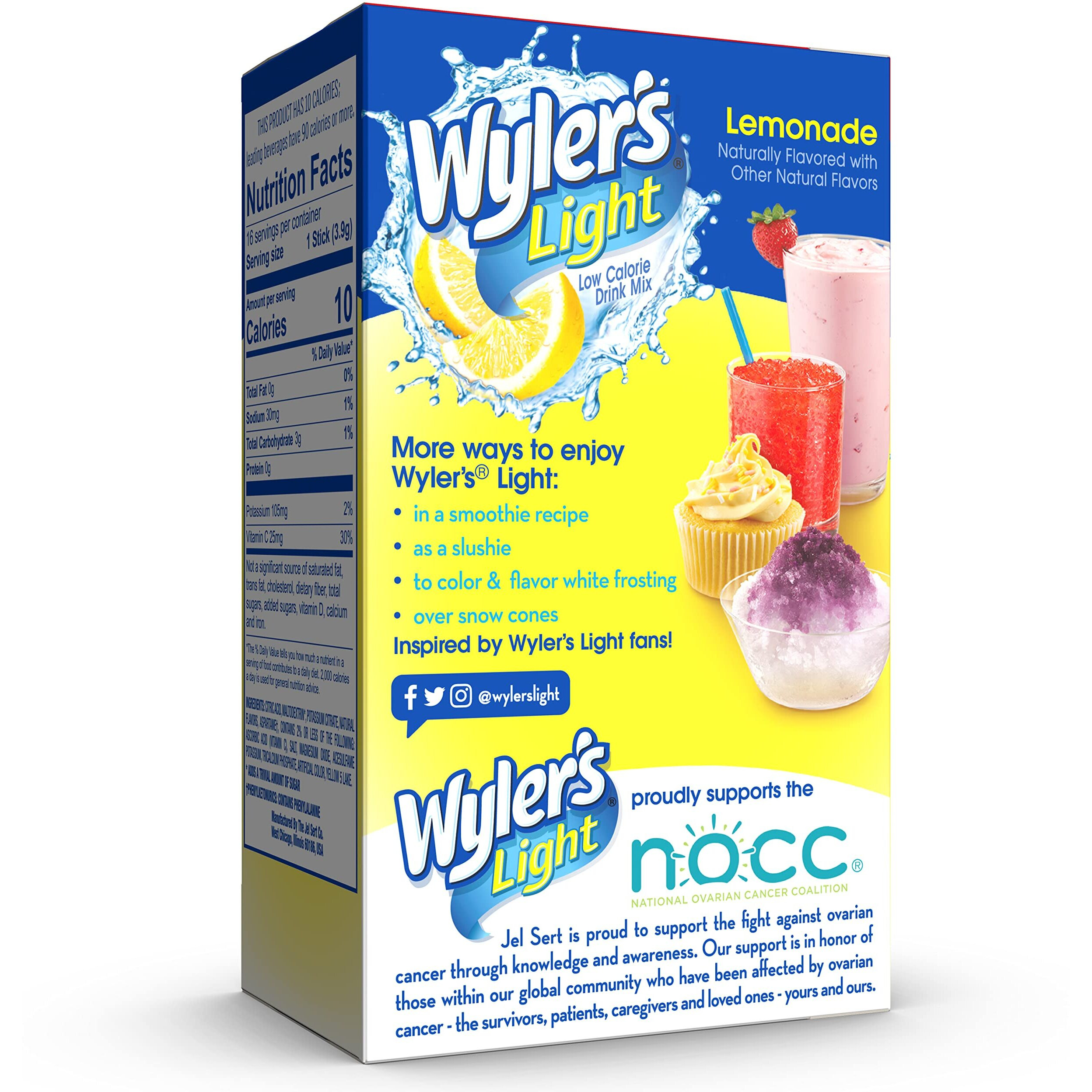 Wyler's Light Singles To Go Powder Packets, Water Drink Mix, Lemonade, 16 Count, 6 Boxes (96 Single Servings)