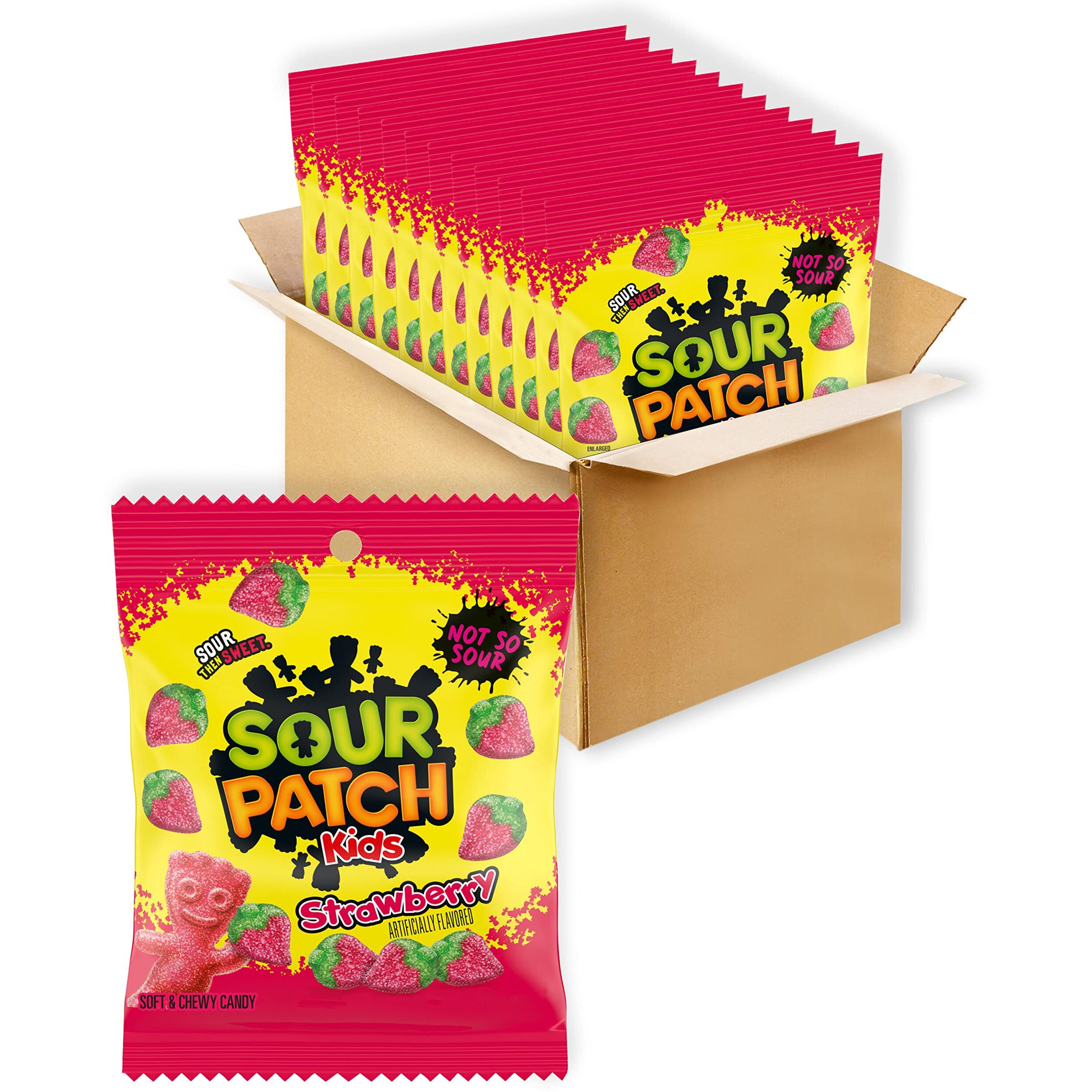 Sour Patch Kids Strawberry Soft & Chewy Candy, Bulk Candy, 12 - 3.6 Oz Bags