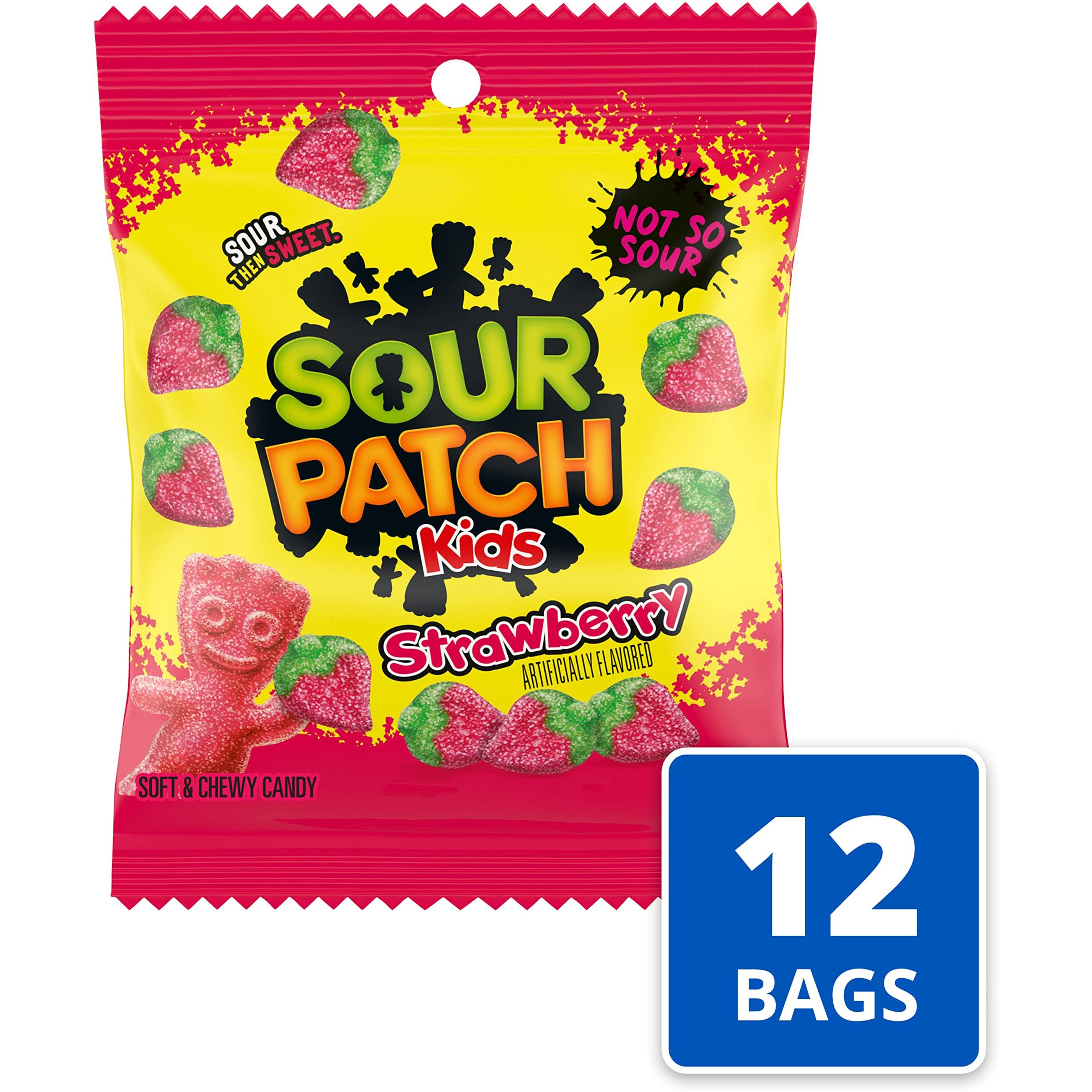 Sour Patch Kids Strawberry Soft & Chewy Candy, Bulk Candy, 12 - 3.6 Oz Bags