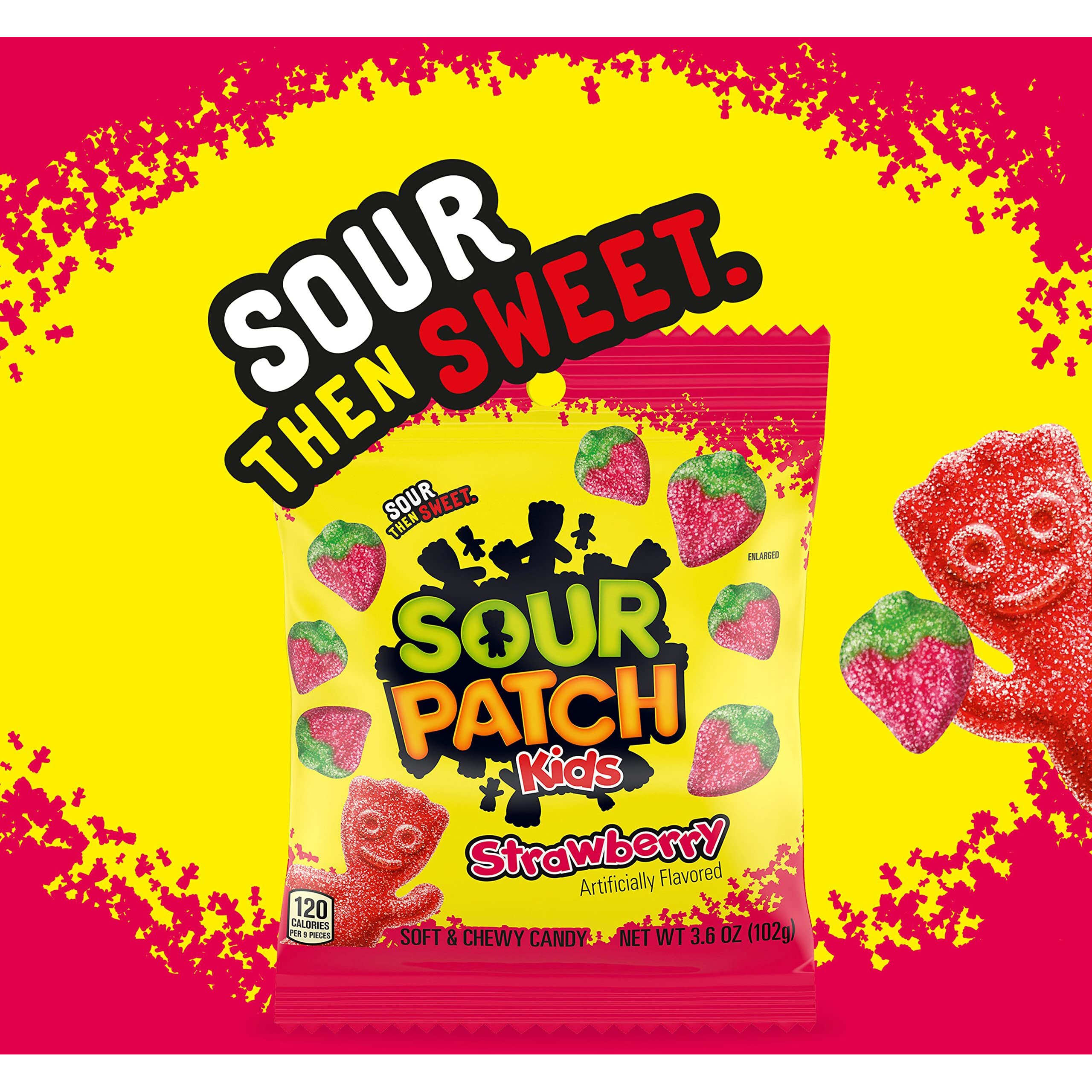 Sour Patch Kids Strawberry Soft & Chewy Candy, Bulk Candy, 12 - 3.6 Oz Bags
