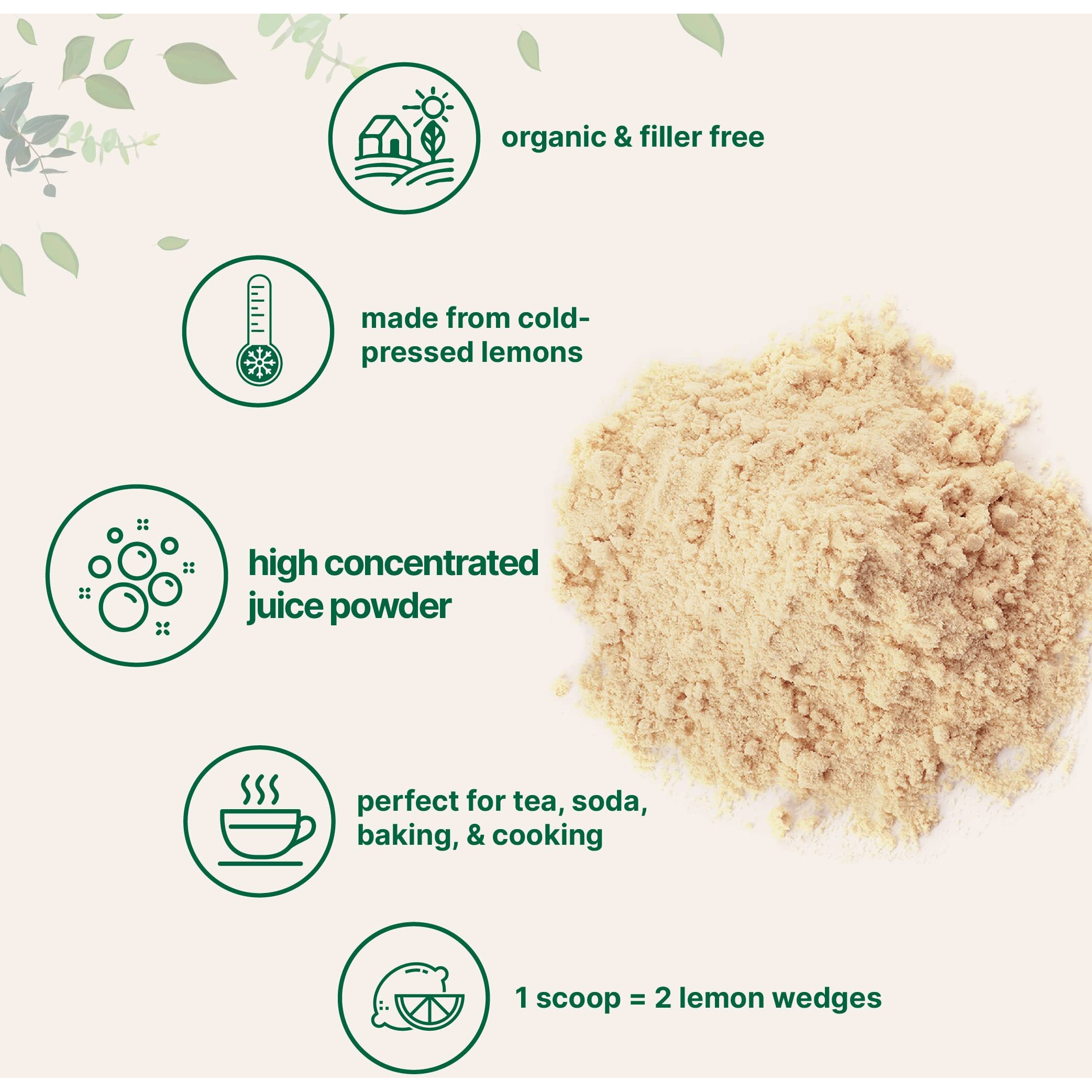 2 Pack Micro Ingredients Organic Lemon Juice Powder, 10 Ounce, Rich In Natural Vitamin C (Immune Vitamins) For Immune System, Great Flavor For Drinks, Smoothie & Beverages, Vegan