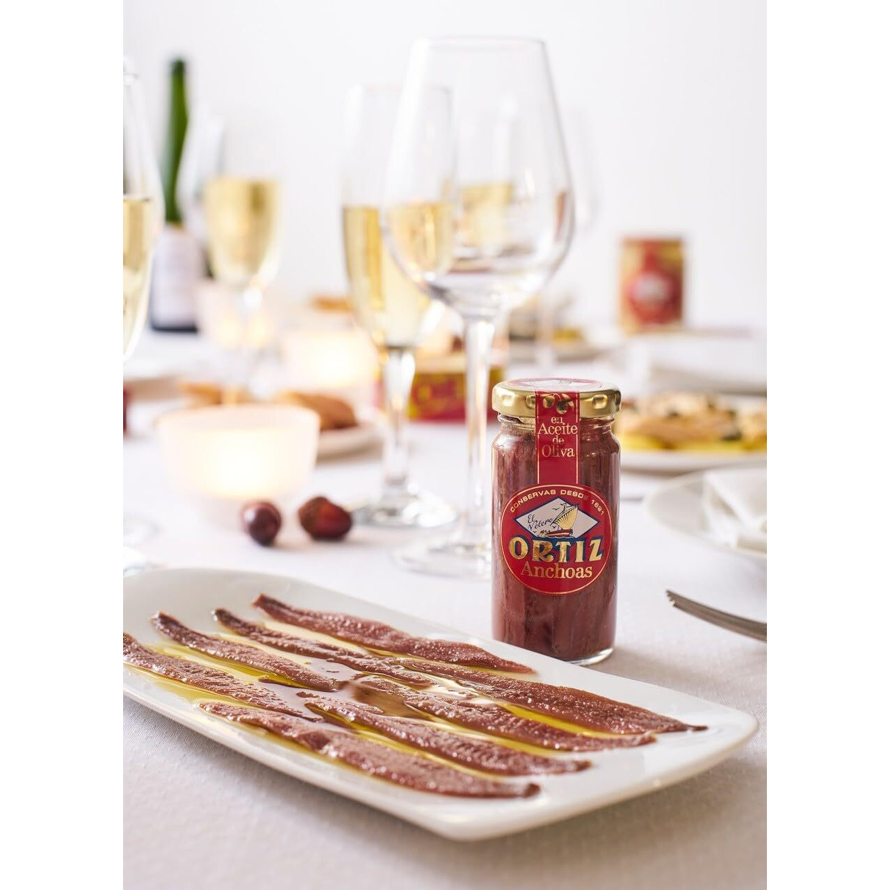 Ortiz Anchovies In Extra Virgin Olive Oil, Firm Buttery Fillets With A Rich Umami Taste, Wild Caught In Spain, Great For Pizza, Pasta And Caeser Salad, 3.3Oz Glass Jar (Pack Of 3)