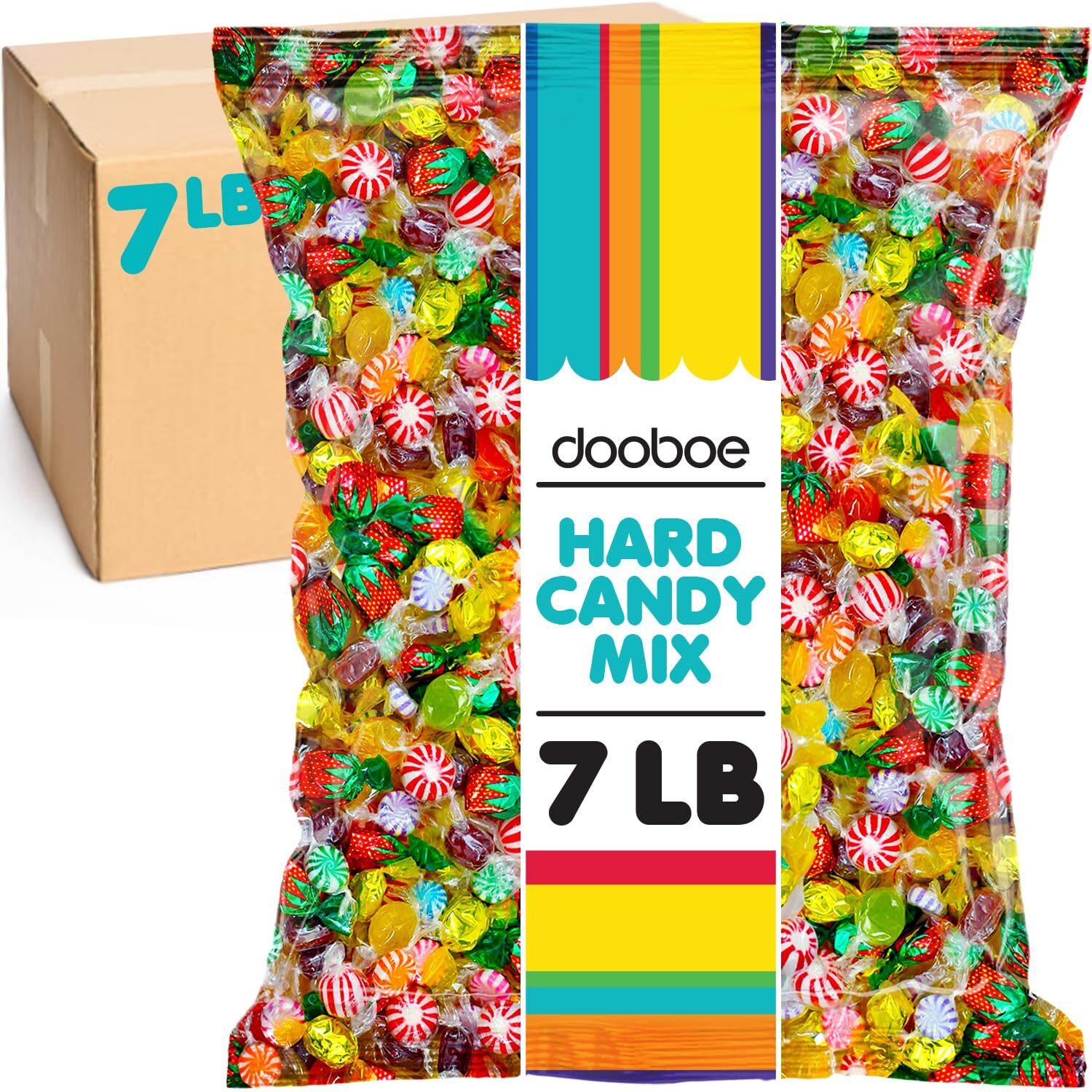 Hard Candy Mix - 7 Pounds - Big Bulk Candies Individually Wrapped - Candy Assortment - Old Fashioned Candies - Rootbeer, Strawberry, Toffee, Mint And More