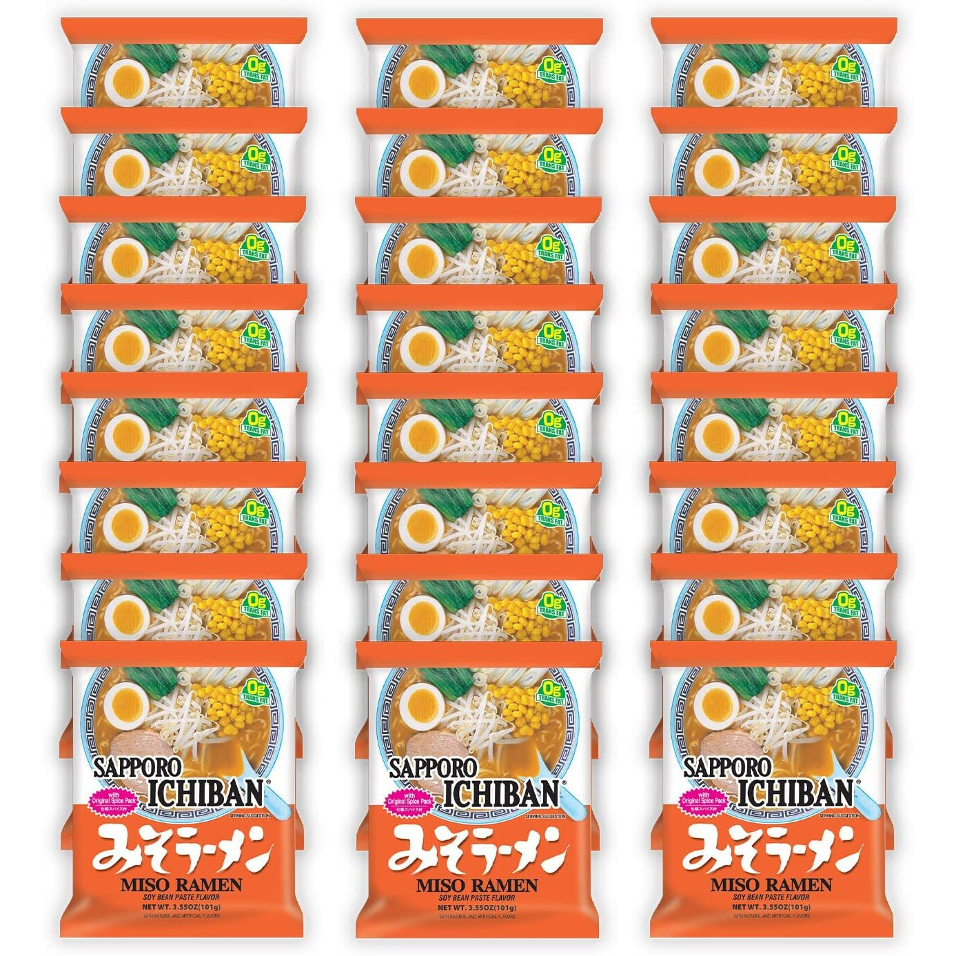 [Sapporo Ichiban] Miso Flavor Ramen Noodles, No. 1 Tasting Japanese Instant Noodles (3.5 Oz. X 24 Pouches)