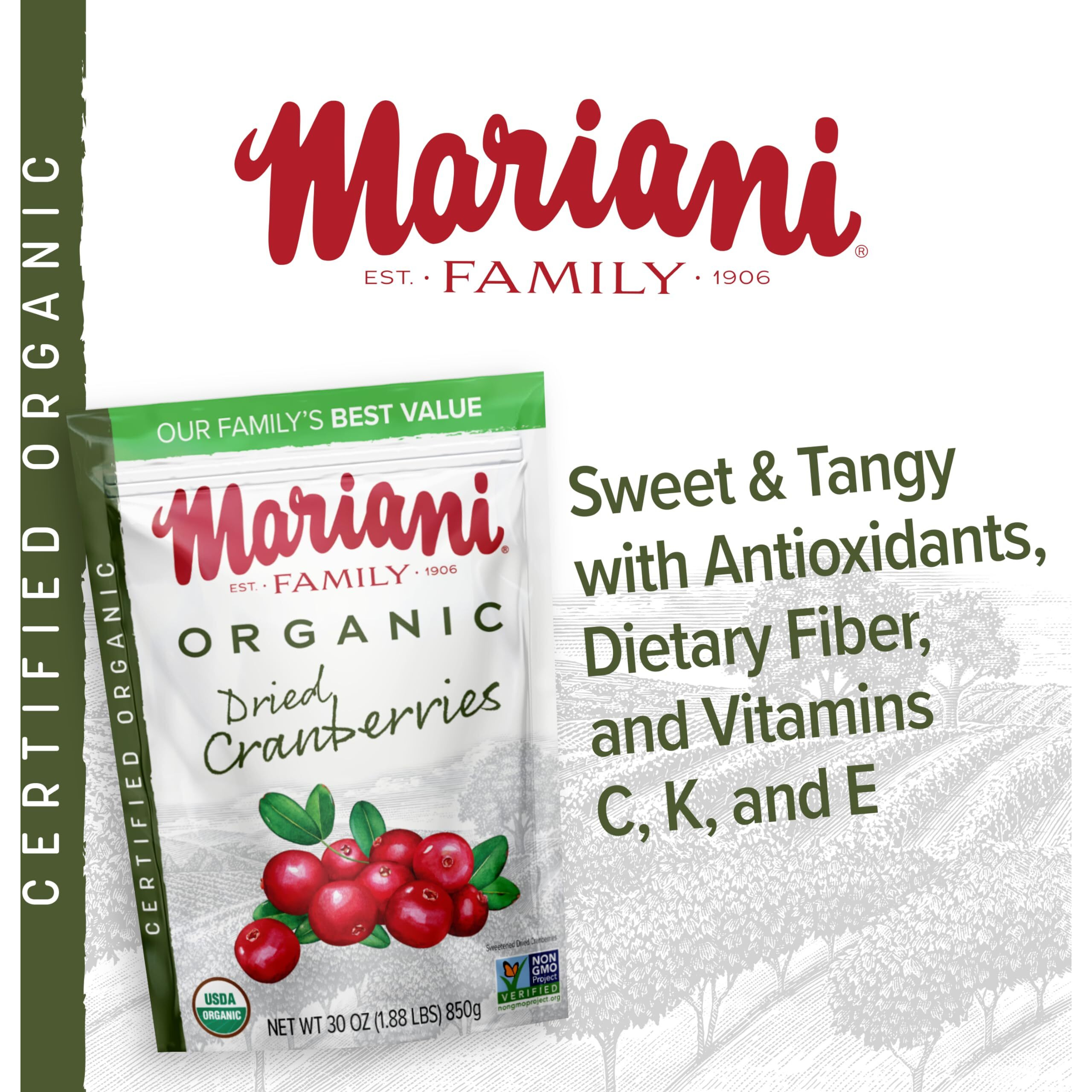 Mariani Organic Dried Cranberries, 30 Oz