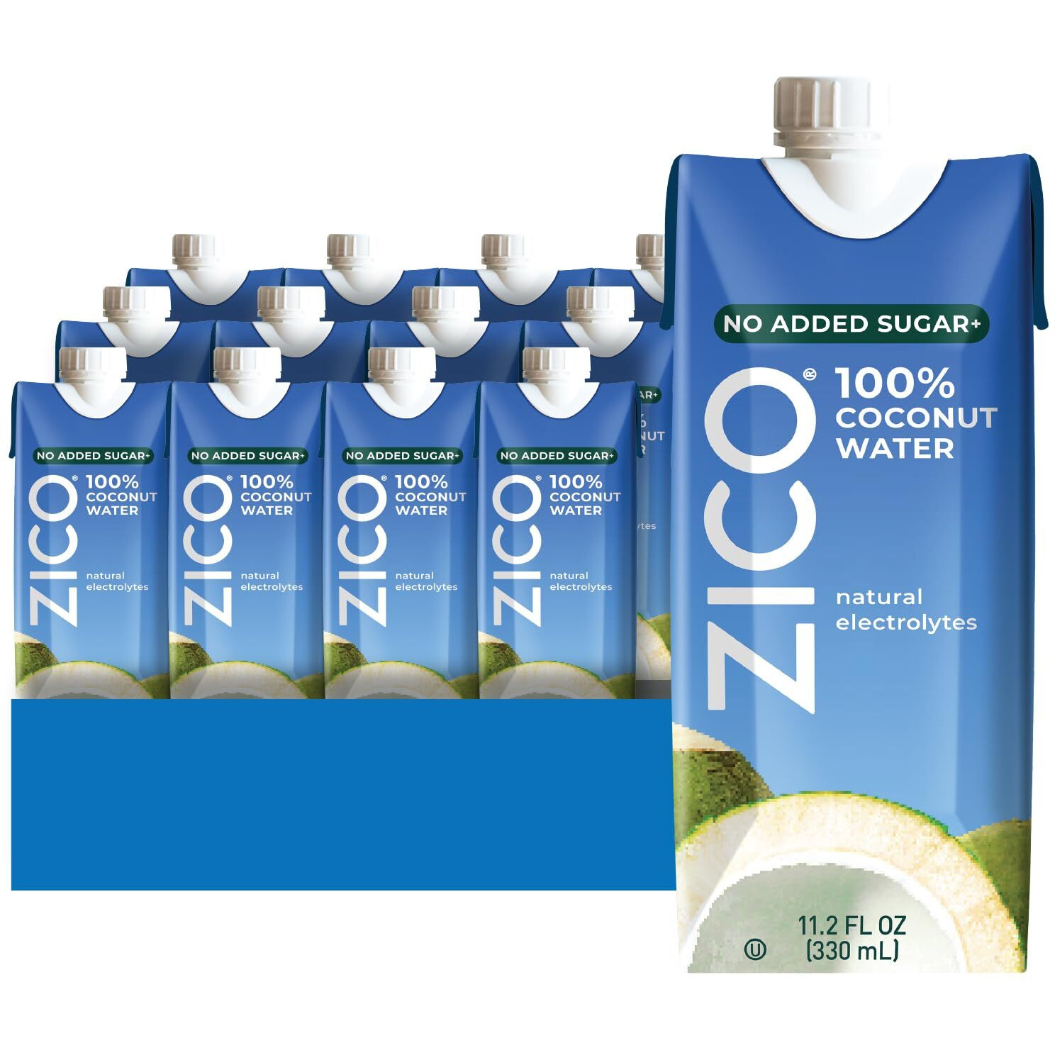 Zico 100% Coconut Water, No Added Sugar, Refreshingly Delicious, Hydration With Electrolytes, 11.2 Fl Oz (Pack Of 12)