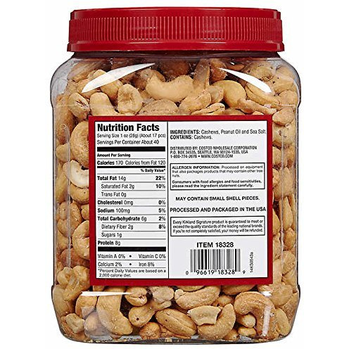 Kirkland Signature Whole Fancy Cashews Salted And Roasted, 40 Oz (Pack Of 4)