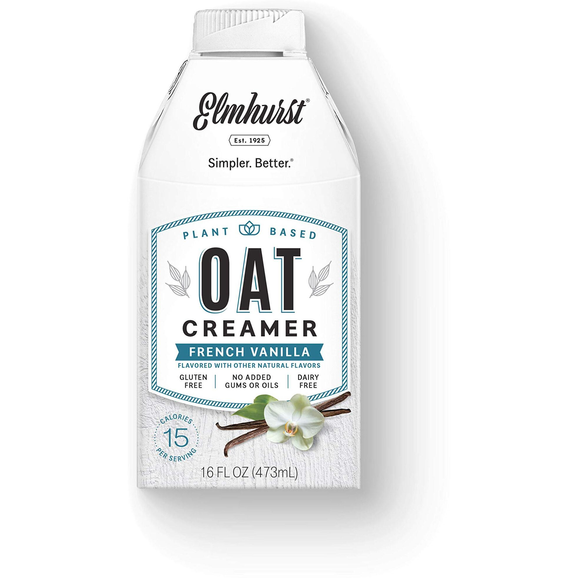 Elmhurst 1925 French Vanilla Oat Creamer, Plant-Based, Vegan, 16 Ounce (Pack Of 6)