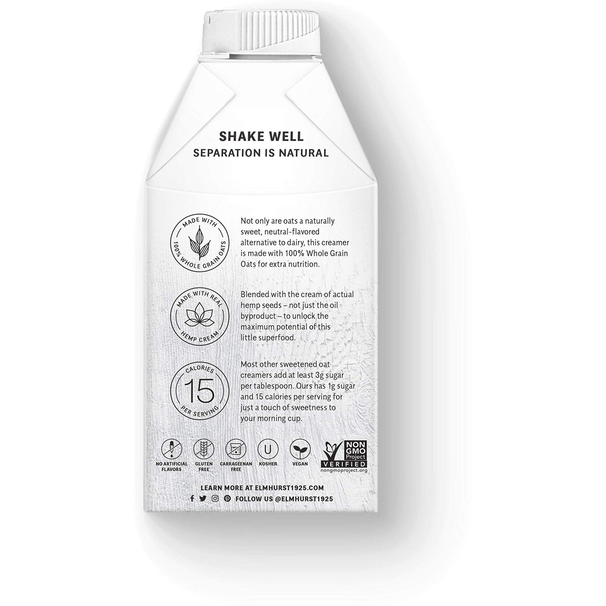 Elmhurst 1925 French Vanilla Oat Creamer, Plant-Based, Vegan, 16 Ounce (Pack Of 6)