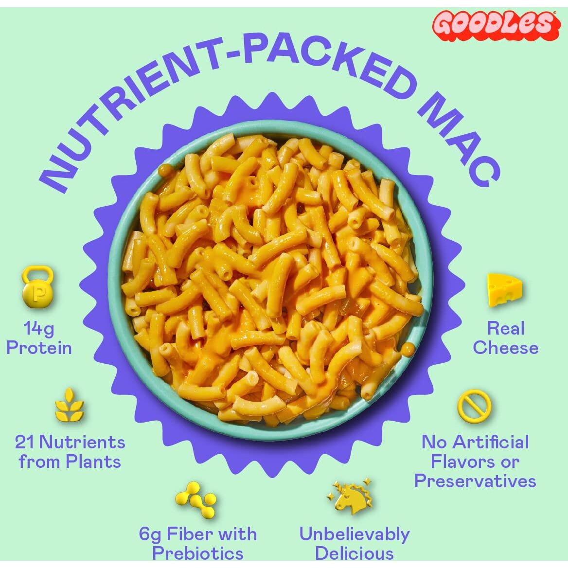 Goodles Mac & Cheese Assortment 4 Pack, 6Oz - 14G Protein, 6G Fiber With Prebiotics, 21 Plant-Based Nutrients And Made W/Real Cheese | Clean Label Certified