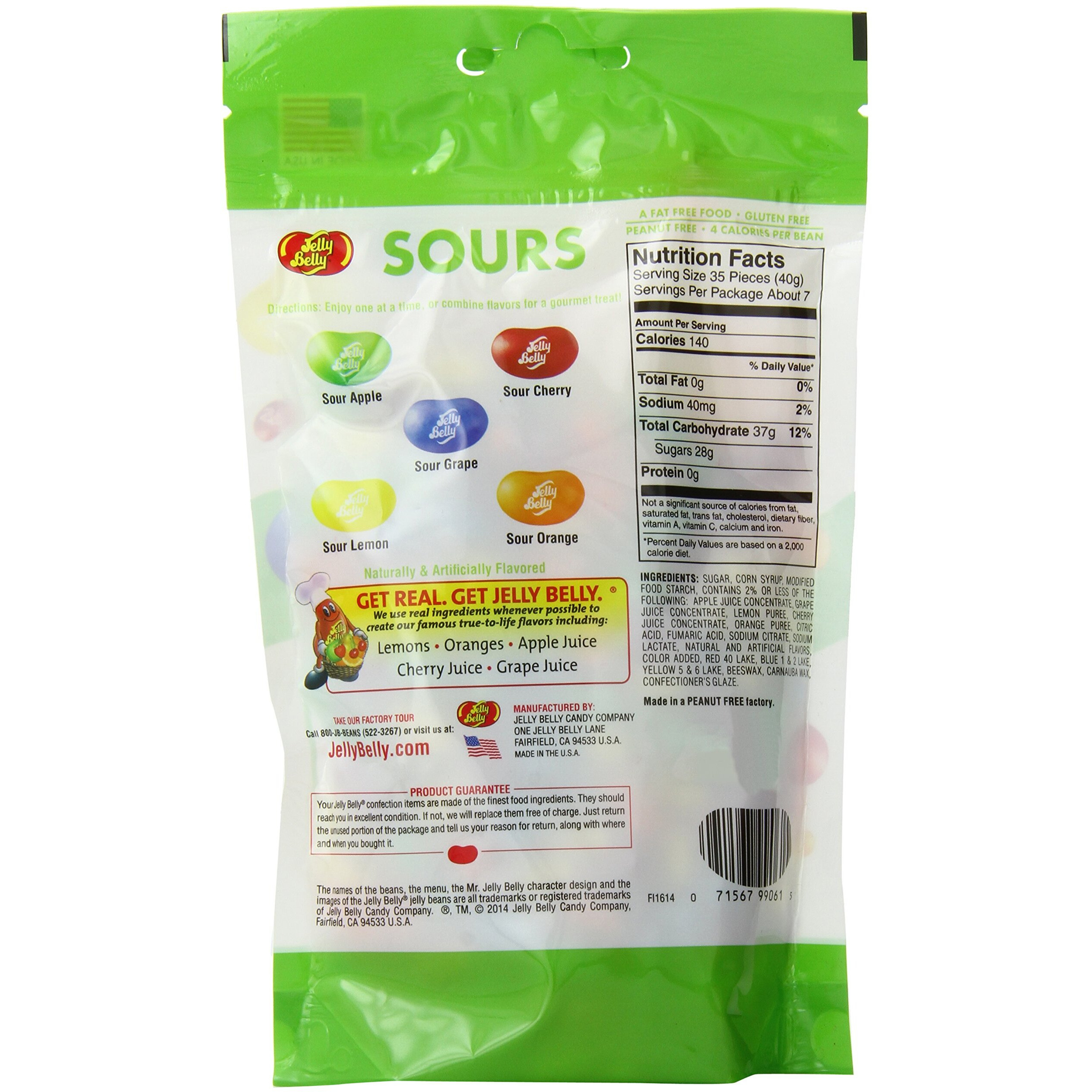 Jelly Belly Sours Jelly Beans, Sour Fruit Flavors, 9.8-Oz Stand-Up Pouch, 6 Pack