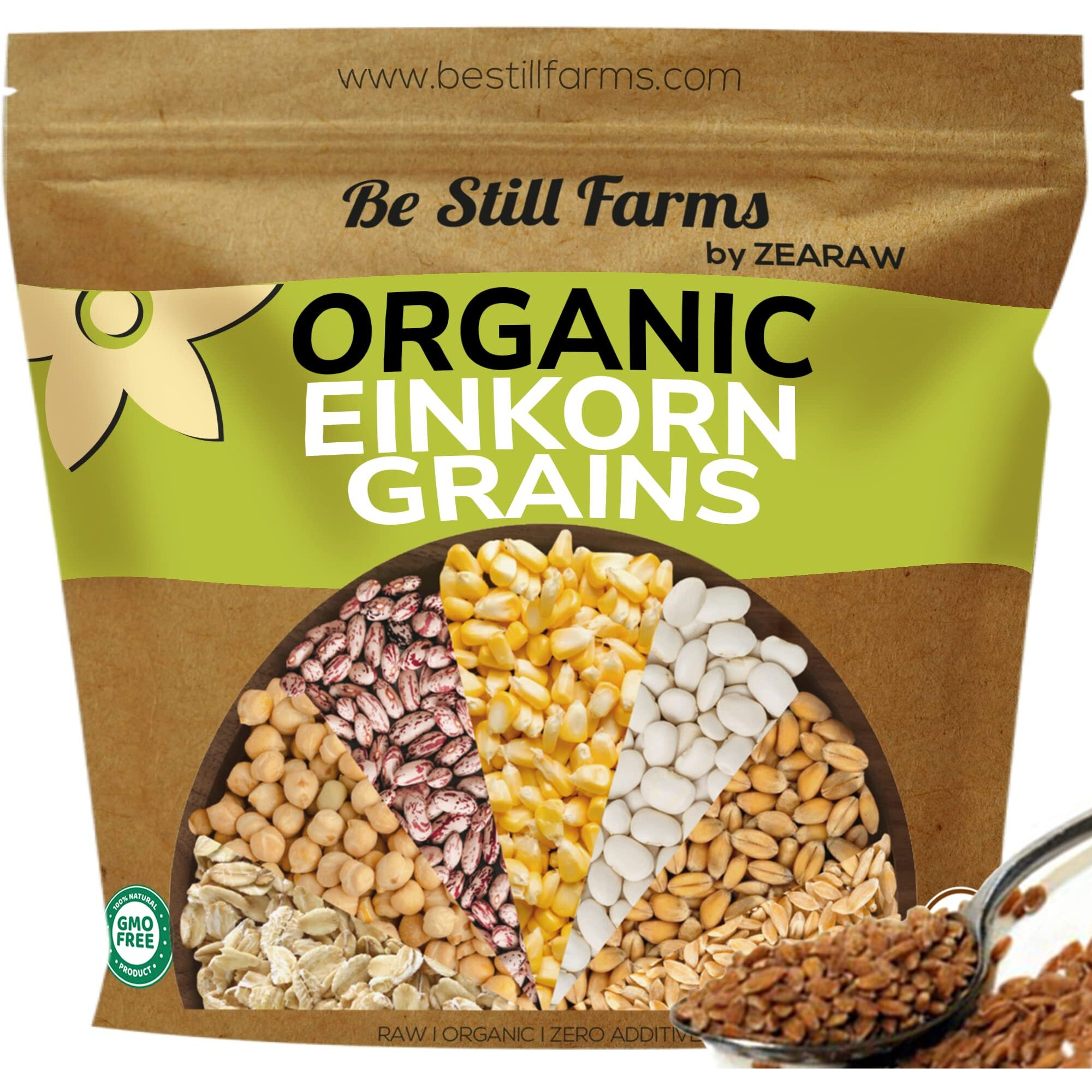 Be Still Farms Einkorn Farro Grain Organic (4.8 Lb) - Einkorn Wheat Berries Bulk Whole Ancient Grains - Ideal For Soup, Flour, Bread - High In Fiber | Usa Grown | Usda Certified | Vegan | Non-Gmo