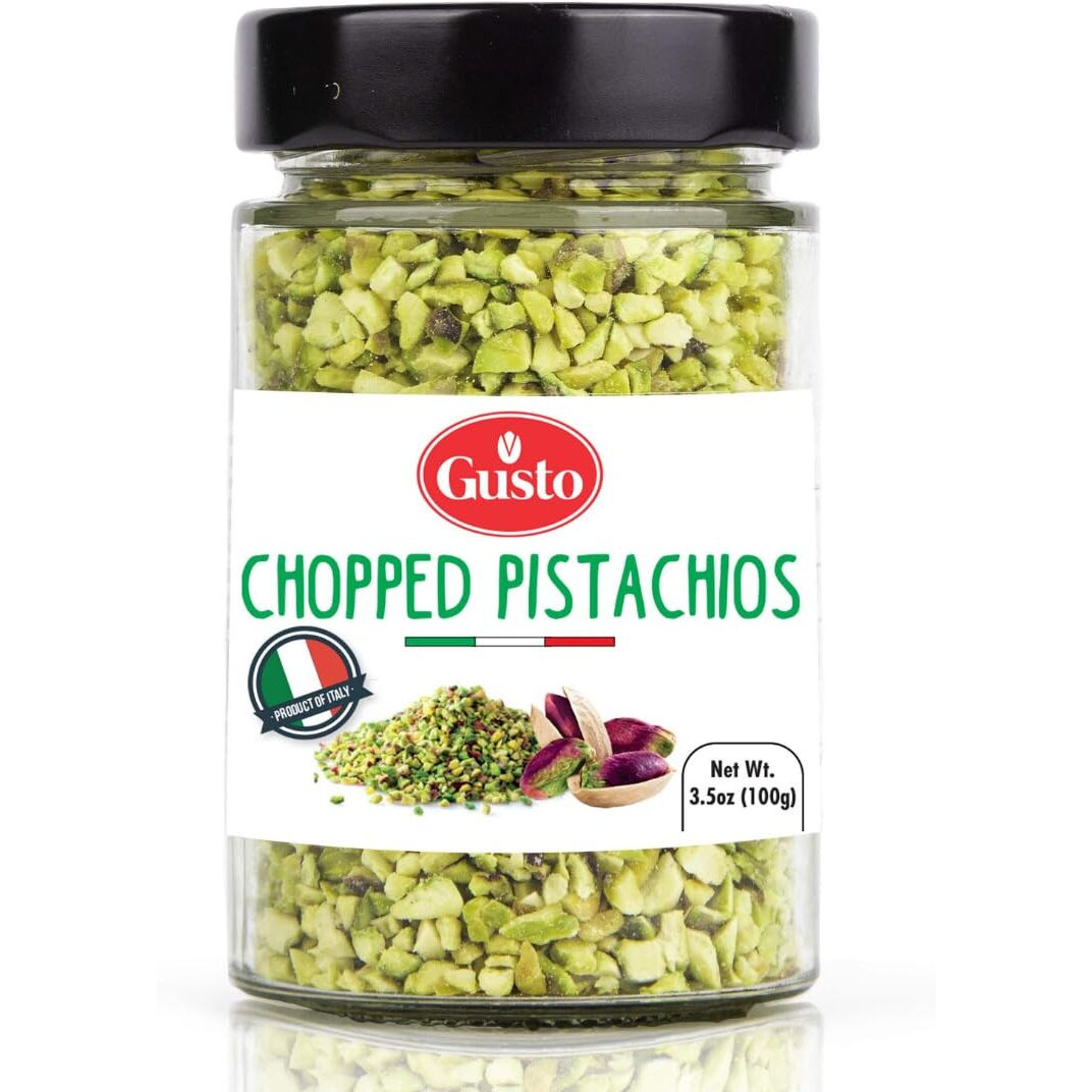 Pistachios Chopped, 3.5 Oz (100 G), Sicilian Raw Pistachio Crumbles, Bronte, Sicily, Italy Pistachio Pieces Baking, Cooking, Ice Cream Topping, Pizza Pasta, Sanwhich, Non Gmo, By Gusto Etna