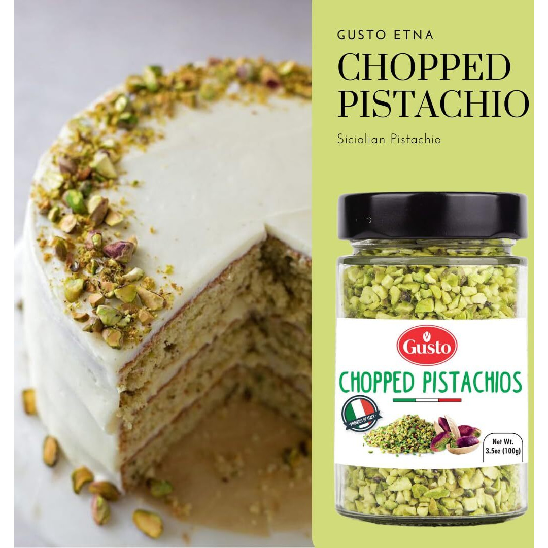 Pistachios Chopped, 3.5 Oz (100 G), Sicilian Raw Pistachio Crumbles, Bronte, Sicily, Italy Pistachio Pieces Baking, Cooking, Ice Cream Topping, Pizza Pasta, Sanwhich, Non Gmo, By Gusto Etna