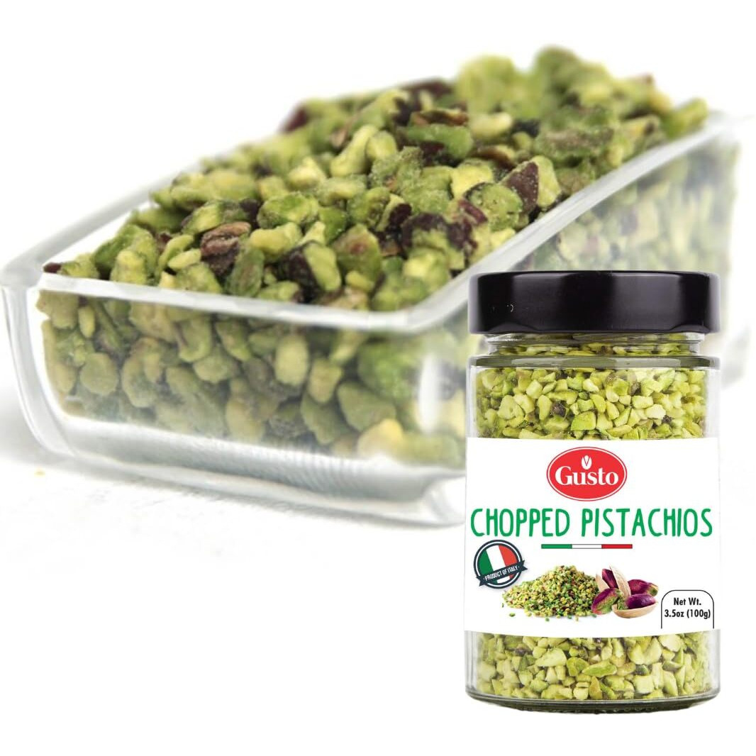 Pistachios Chopped, 3.5 Oz (100 G), Sicilian Raw Pistachio Crumbles, Bronte, Sicily, Italy Pistachio Pieces Baking, Cooking, Ice Cream Topping, Pizza Pasta, Sanwhich, Non Gmo, By Gusto Etna