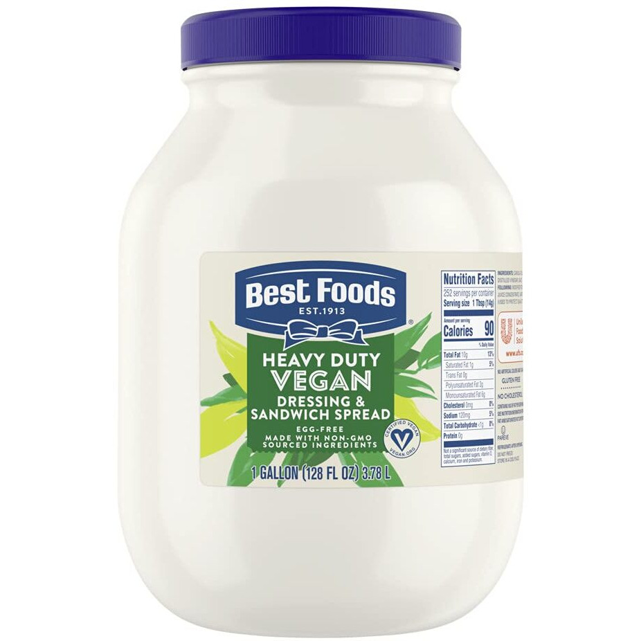 Best Foods Vegan Mayonnaise Jar Made With Non Gmo Sourced Ingredients, No Artificial Flavors Or Colors, No Cholesterol, Gluten Free, 1 Gallon (Pack Of 1)