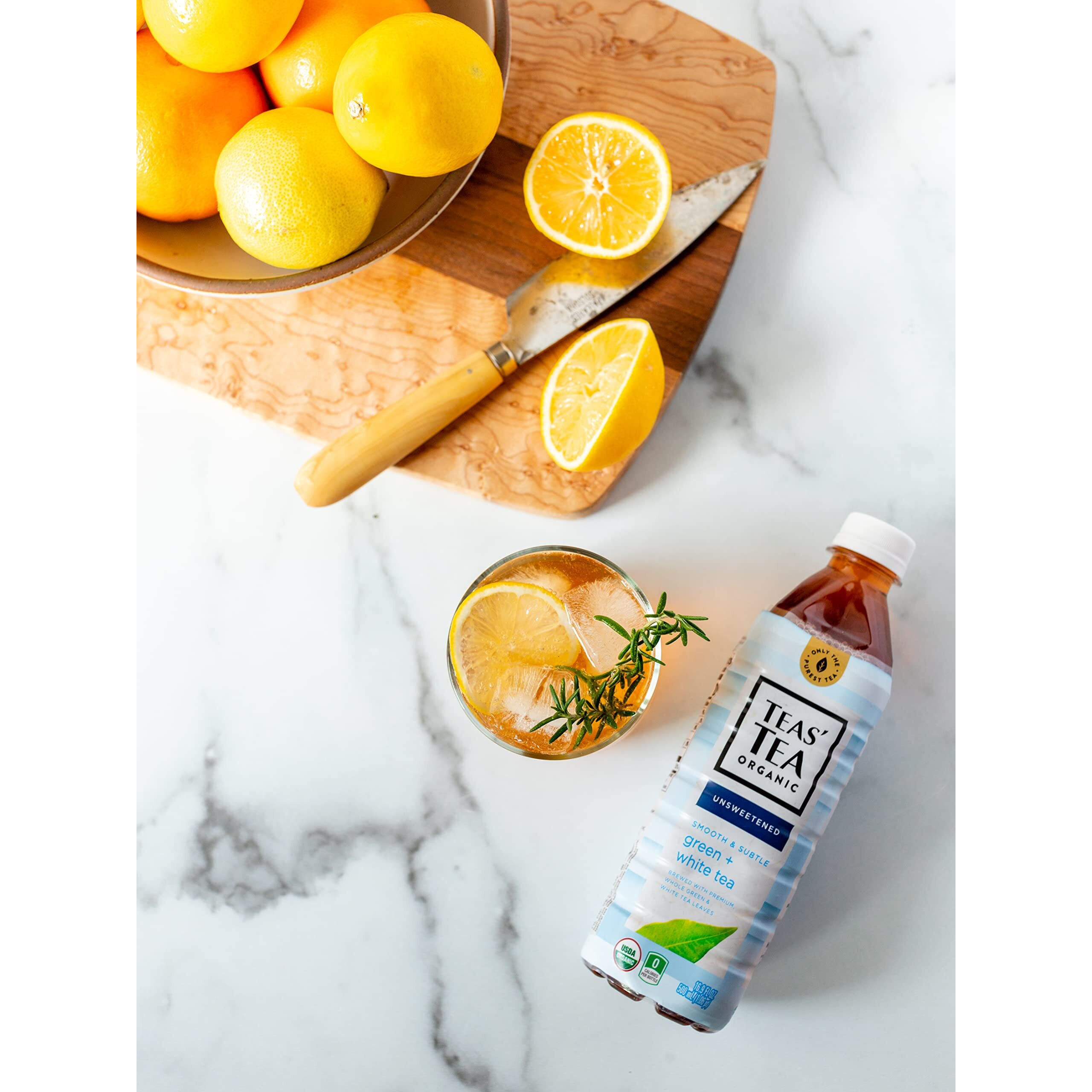 Teas' Tea Unsweetened Green White Tea 16.9 Ounce (Pack Of 12) Organic, Sugar Free, 0 Calories