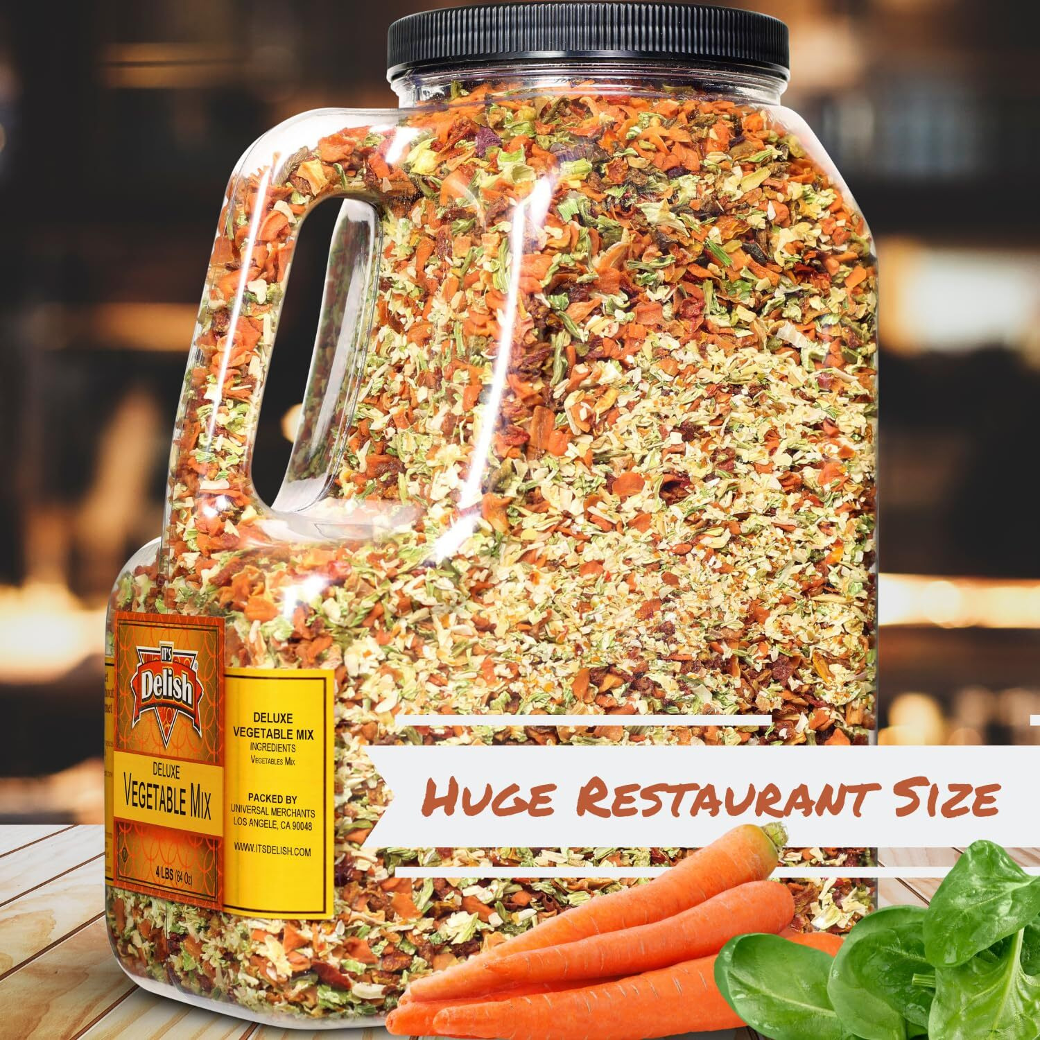 Deluxe Dried Vegetable Soup Mix By Its Delish, 4 Lb Restaurant Gallon Size Jug With Handle | Premium Blend Of Dehydrated Vegetables | Cooking, Camping, Emergency Food Supply - No Msg, Vegan, Kosher