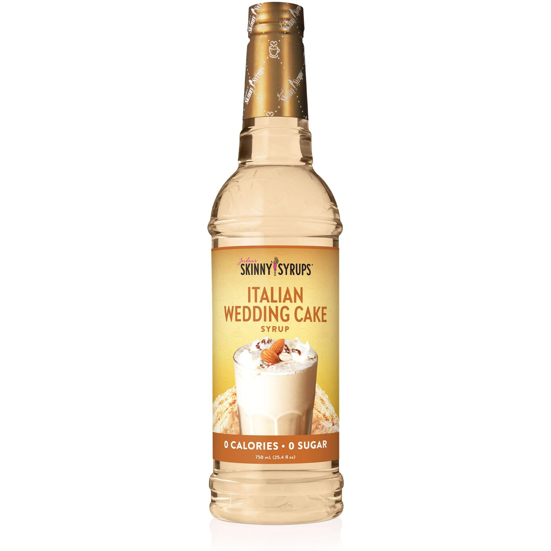 Jordan's Skinny Syrups Sugar Free Coffee Syrup, Italian Wedding Cake Syrup Flavor, Zero Calorie Flavoring For Latte, Protein Shake, Cocktail & More, Gluten Free, Keto Friendly, 25.4 Fl Oz, 1 Pack