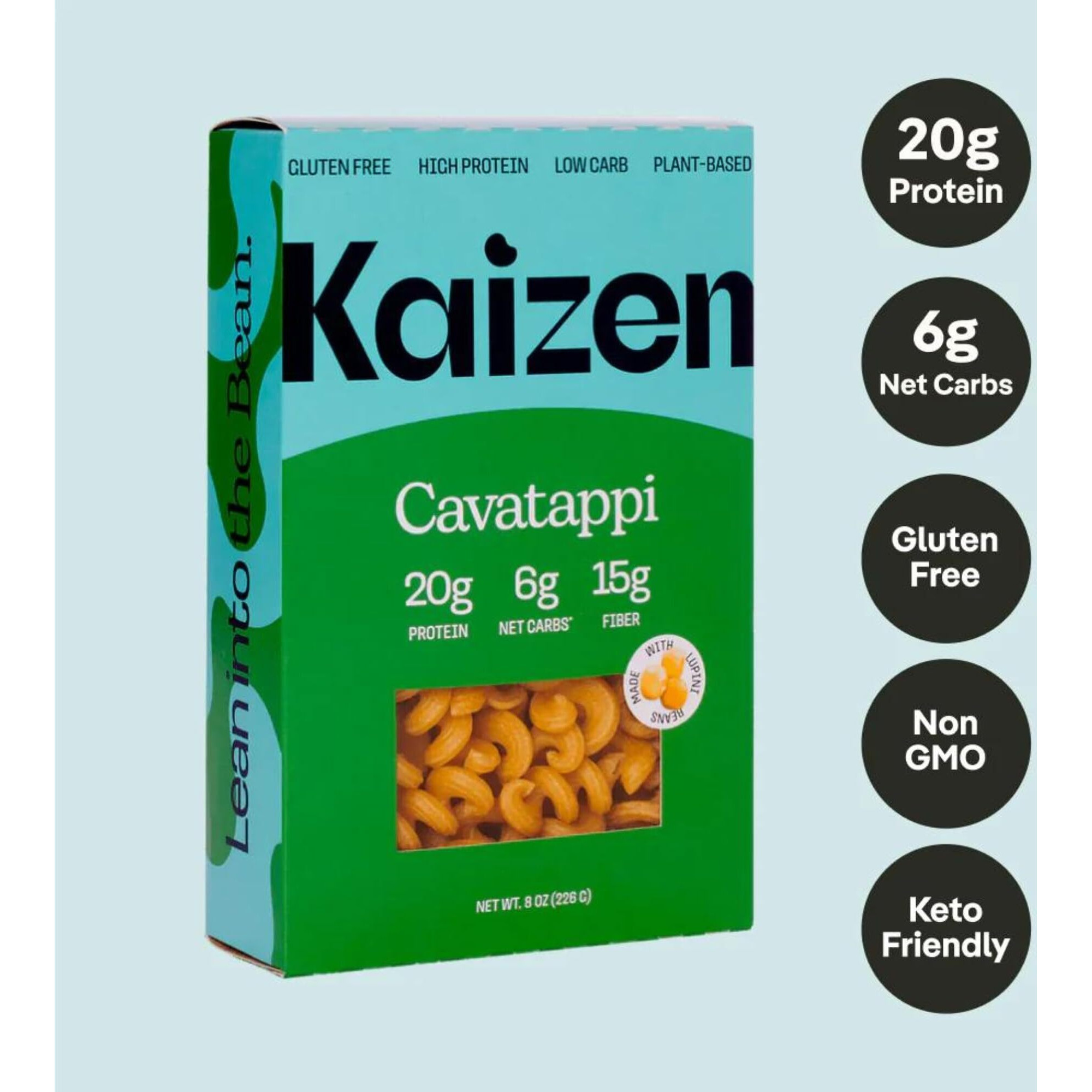 Kaizen Low Carb Keto Pasta Cavatappi - High Protein (20G), Gluten-Free, Keto-Friendly (6G Net), Plant-Based Lupini Noodles Made W/High Fiber Lupin Flour - 8 Ounces (Pack Of 3)