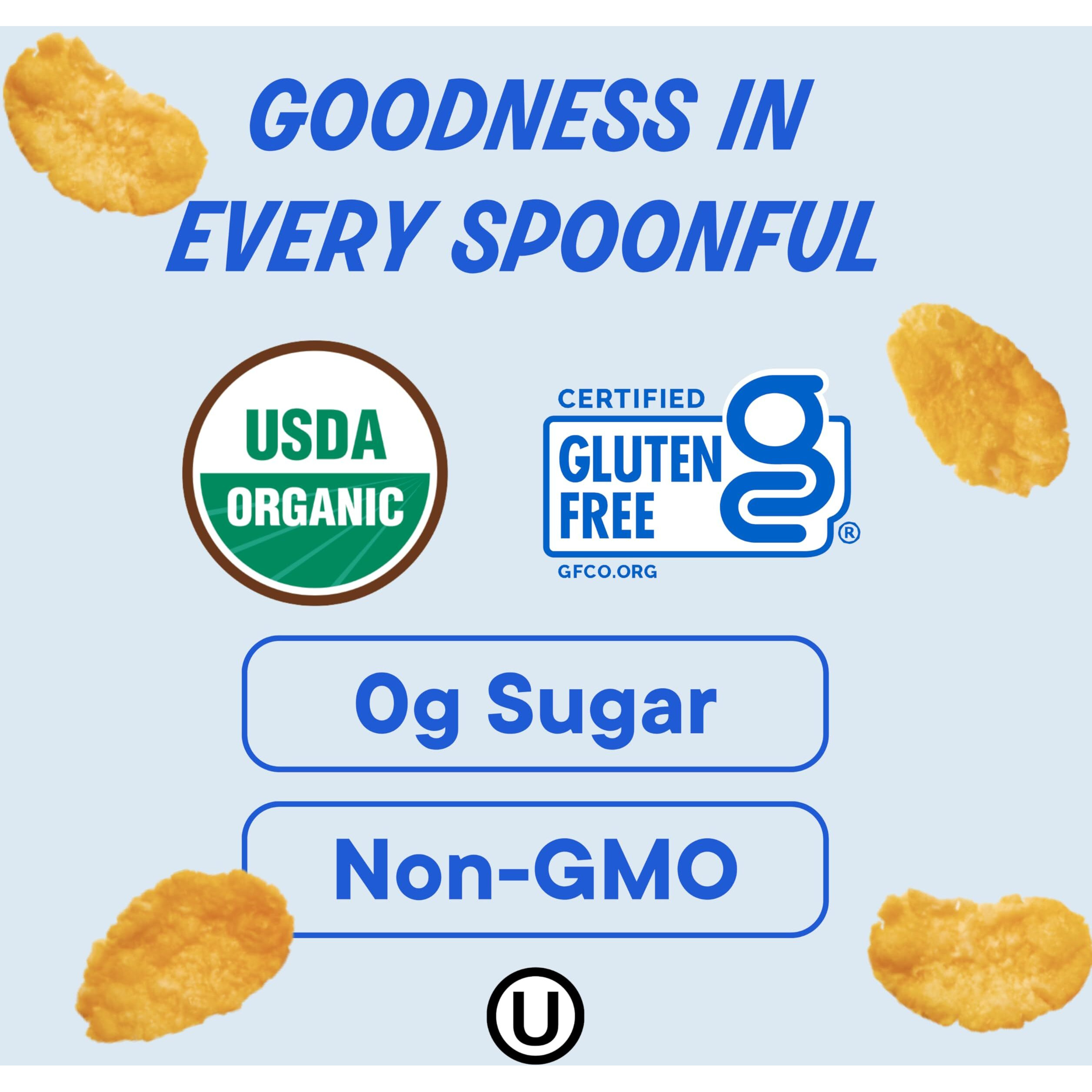 The Real Cereal Company, Organic Corn Flakes Cereal 3-Pack, Zero Sugar, Gluten-Free, Non-Gmo, Made In California