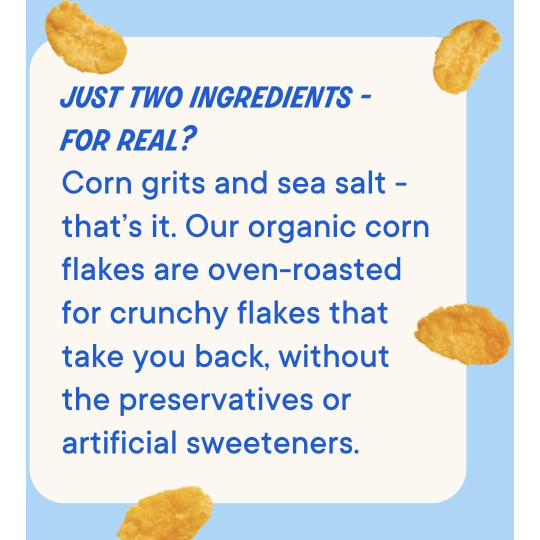The Real Cereal Company, Organic Corn Flakes Cereal 3-Pack, Zero Sugar, Gluten-Free, Non-Gmo, Made In California